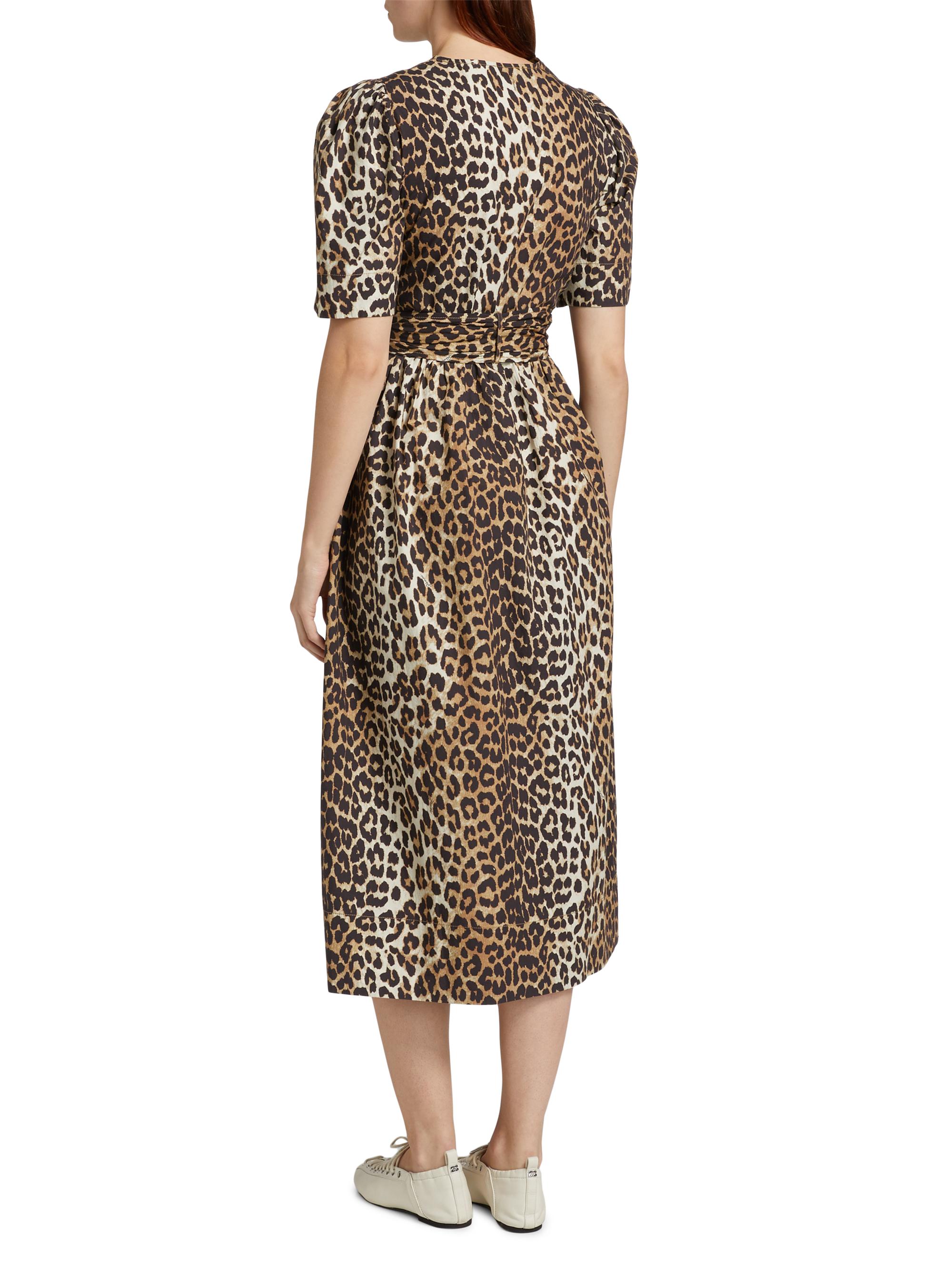 【GANNI】dress Leopard Leopard Printed Cotton Dress | GANNI US