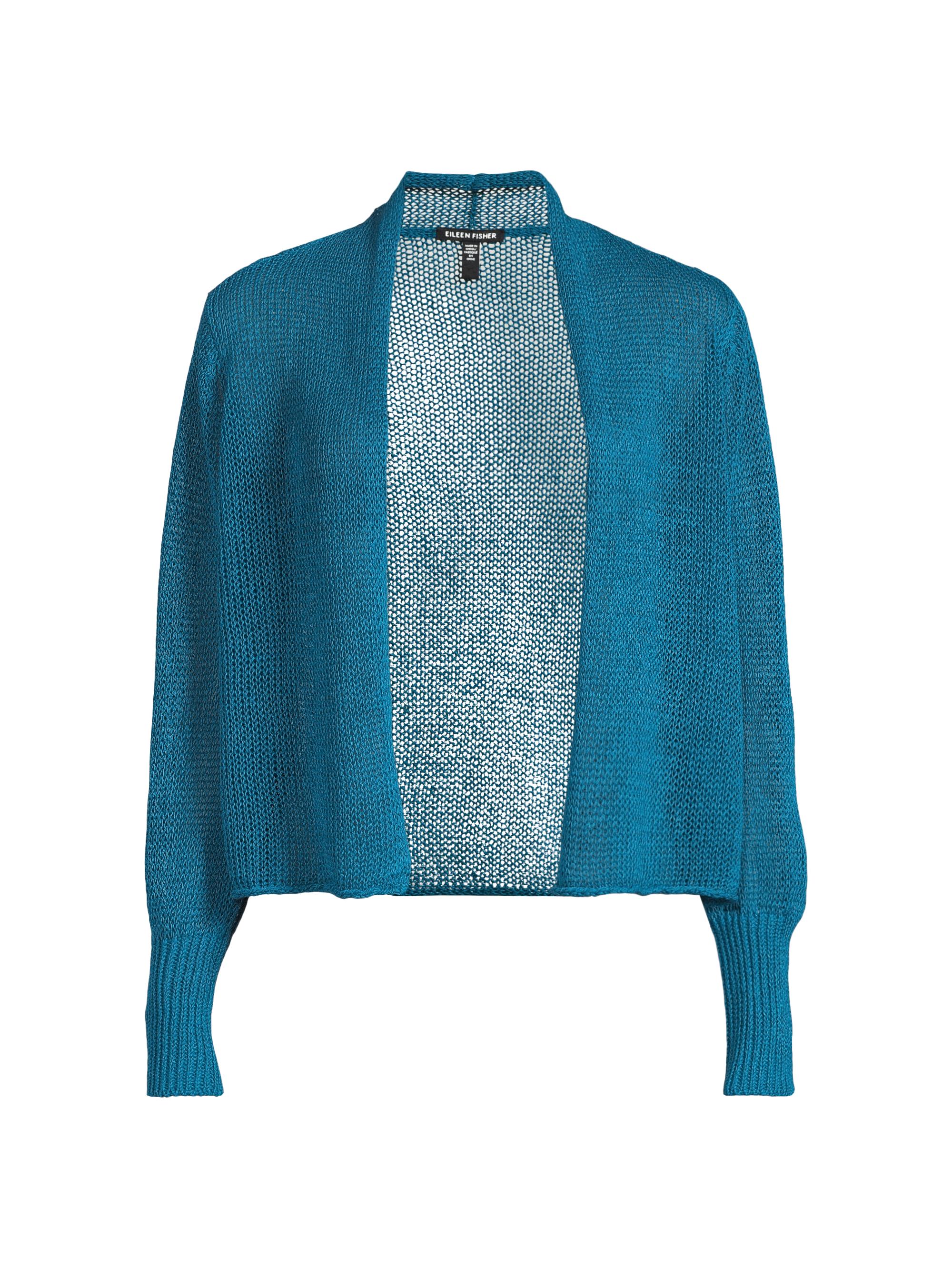 Eileen Fisher Women's Textured Linen-Blend Cardigan - Dark Green