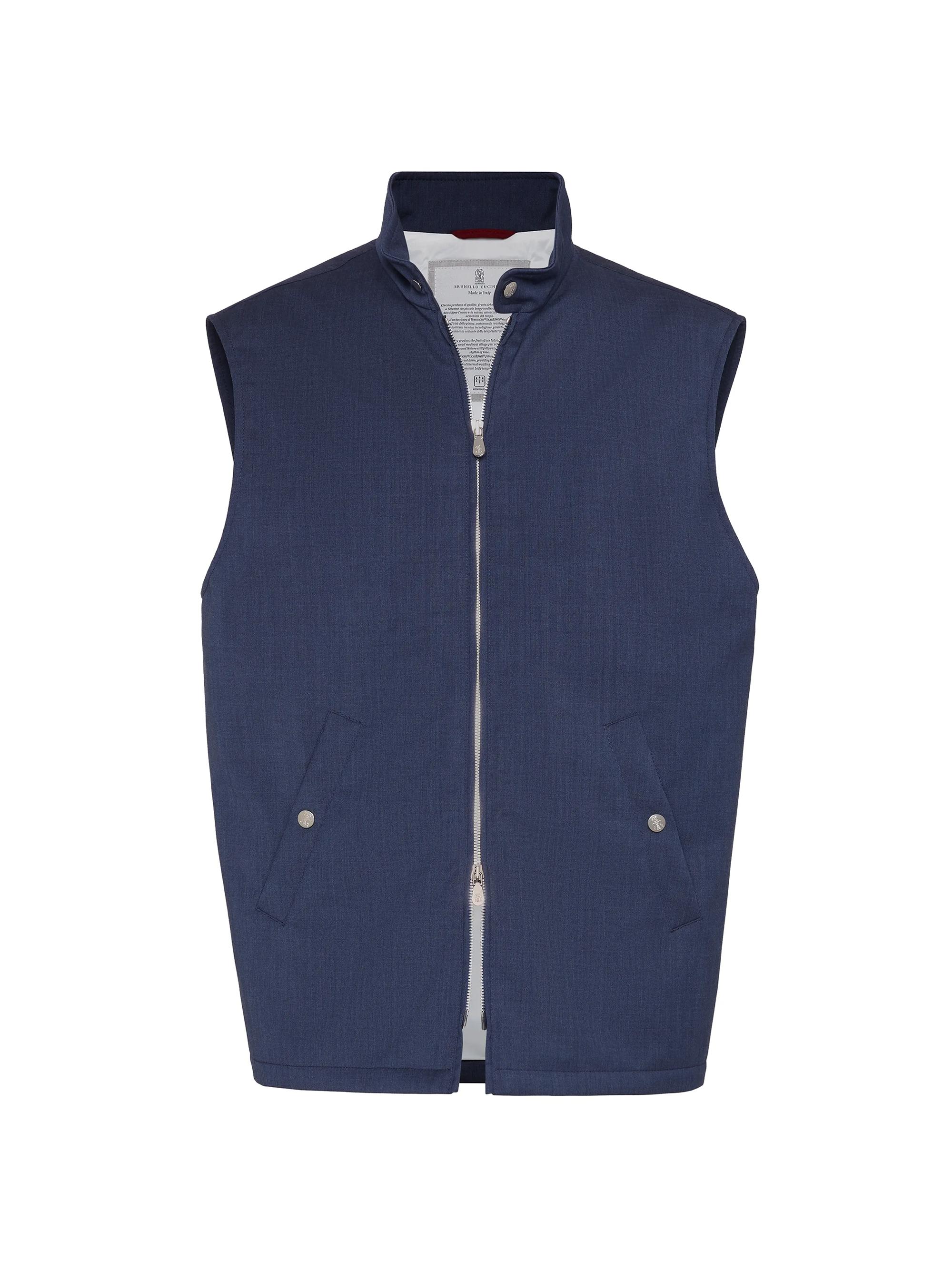 Brunello Cucinelli Men's Fresco Vest with Thermore Padding - Denim