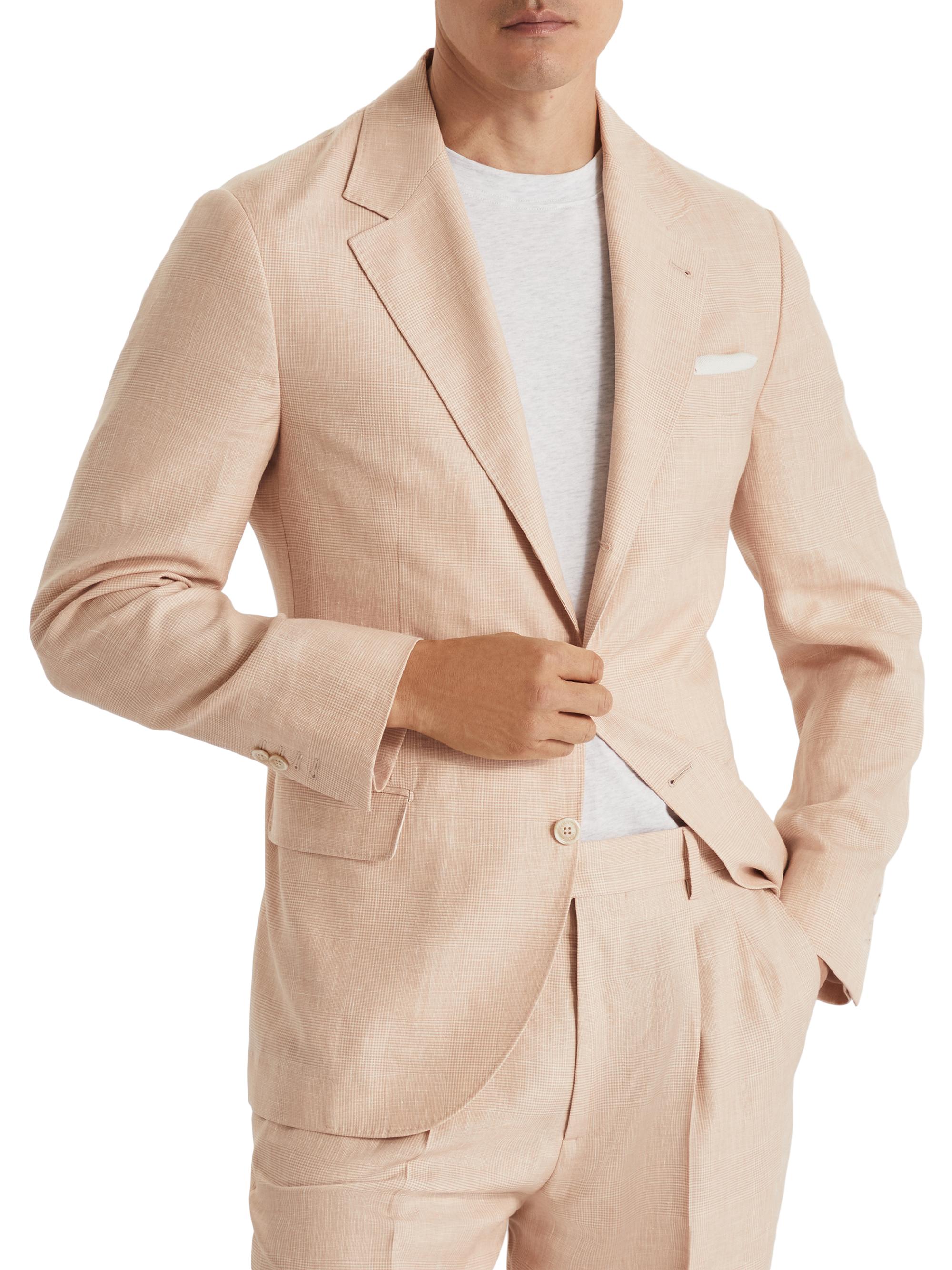 Brunello Cucinelli Men's Prince of Wales Deconstructed Blazer - Melon