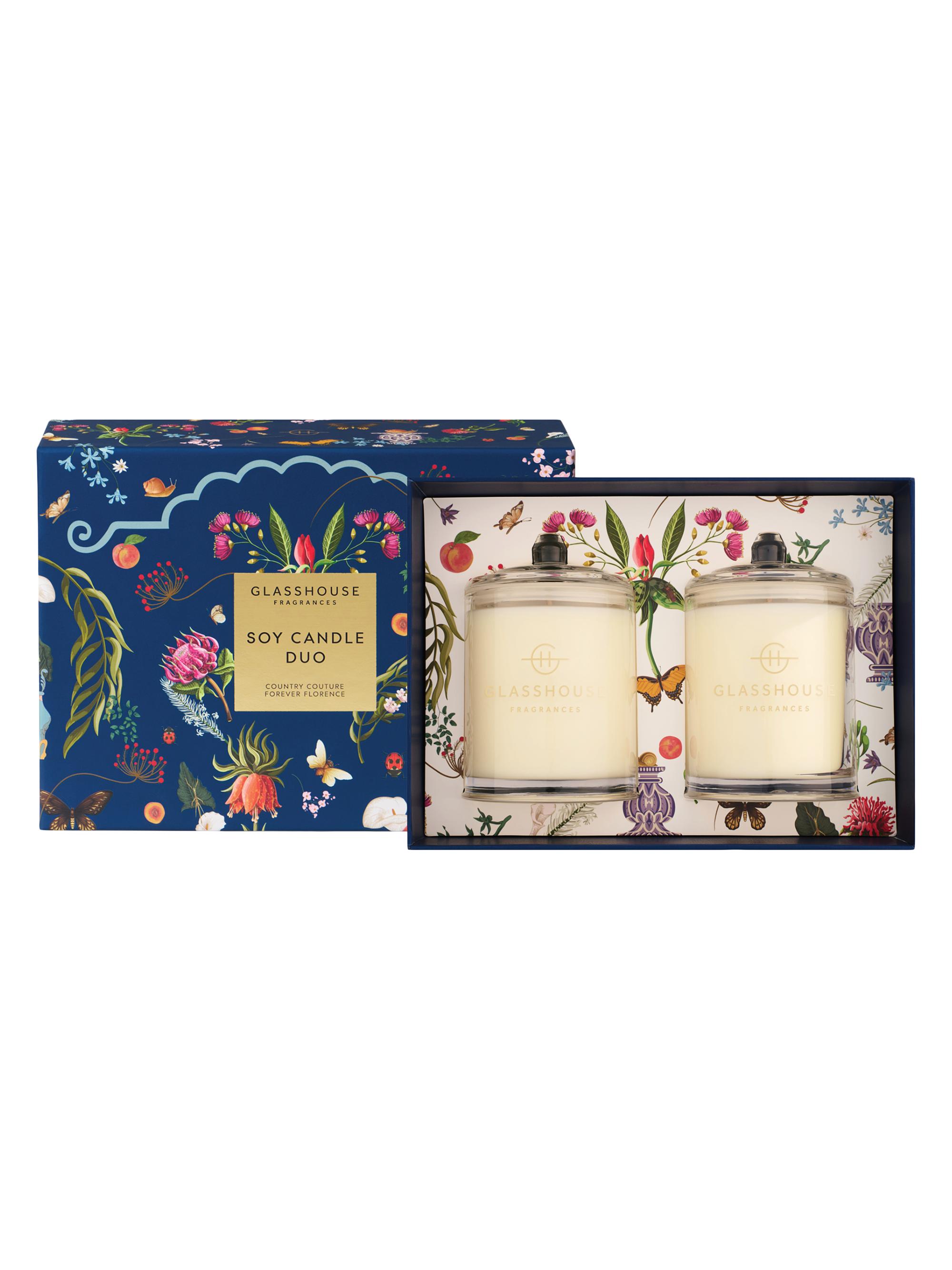 Glasshouse Fragrances Cashmere & Nectarine Country Couture Soy Candle Duo