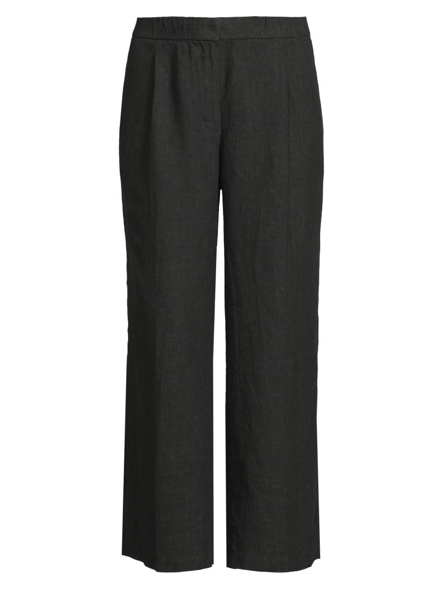Eileen Fisher High Waist Pleated Wide Leg Silk Pants in Nocturne, Size X-Small