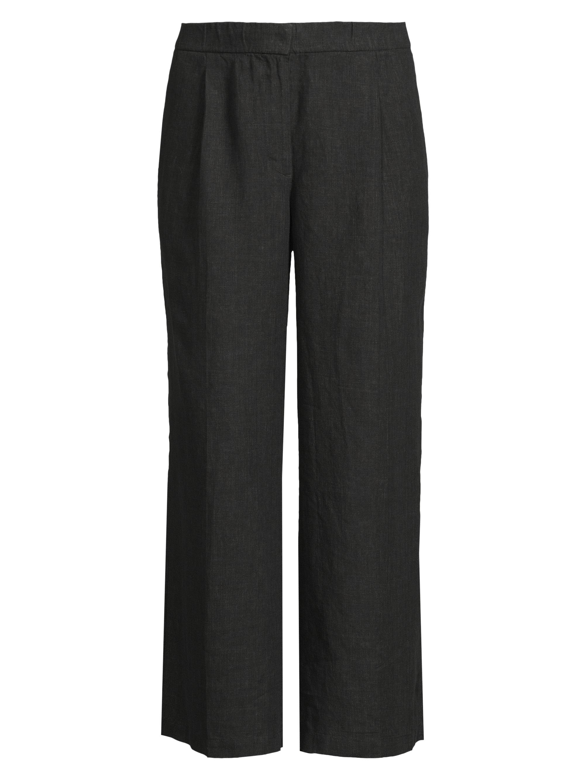 Eileen Fisher Women's Pleated Linen High-Rise Wide-Leg Pants - Graphite