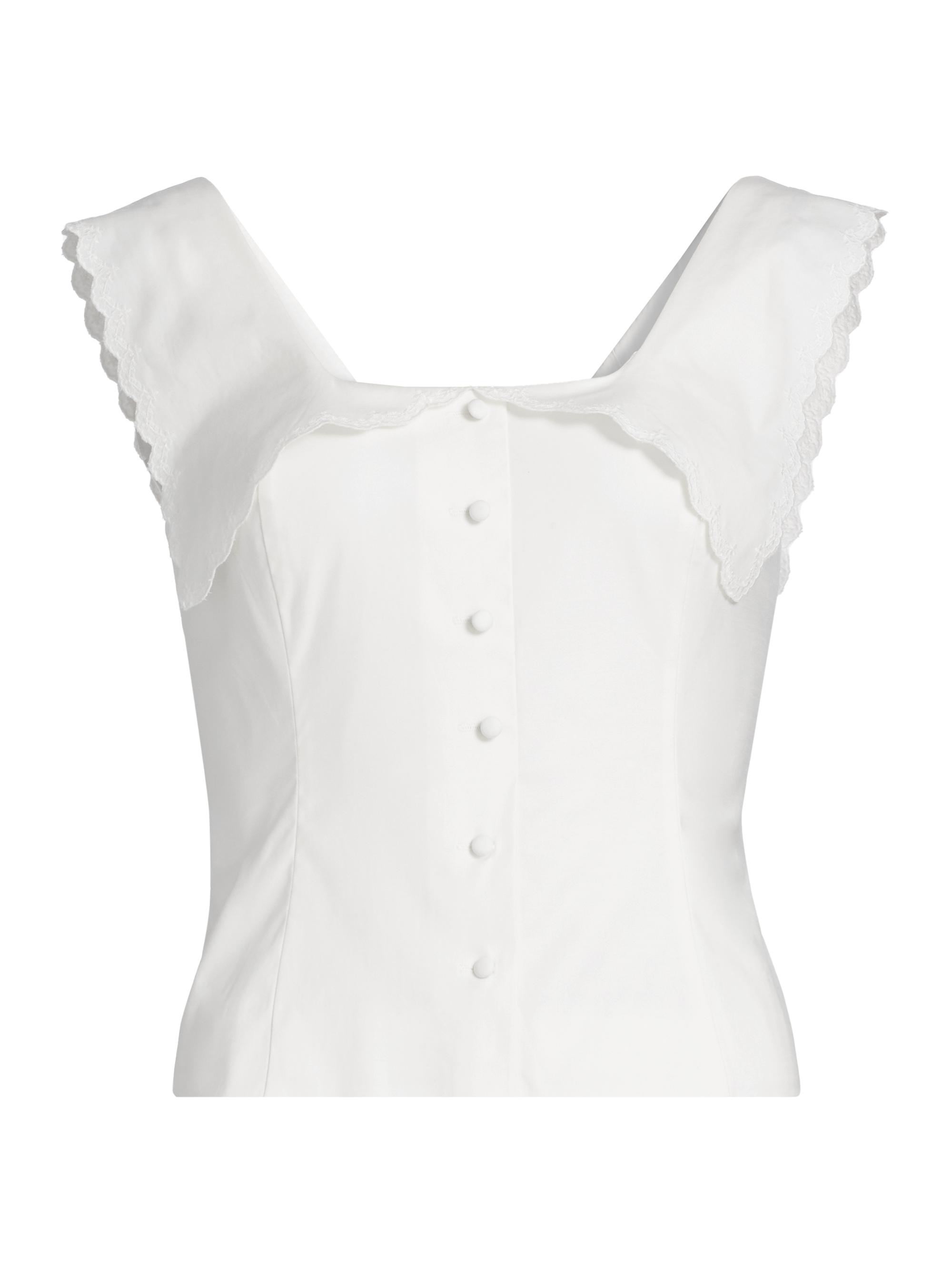 Reformation Women's Juliane Scalloped Stretch-Cotton Crop Top - White