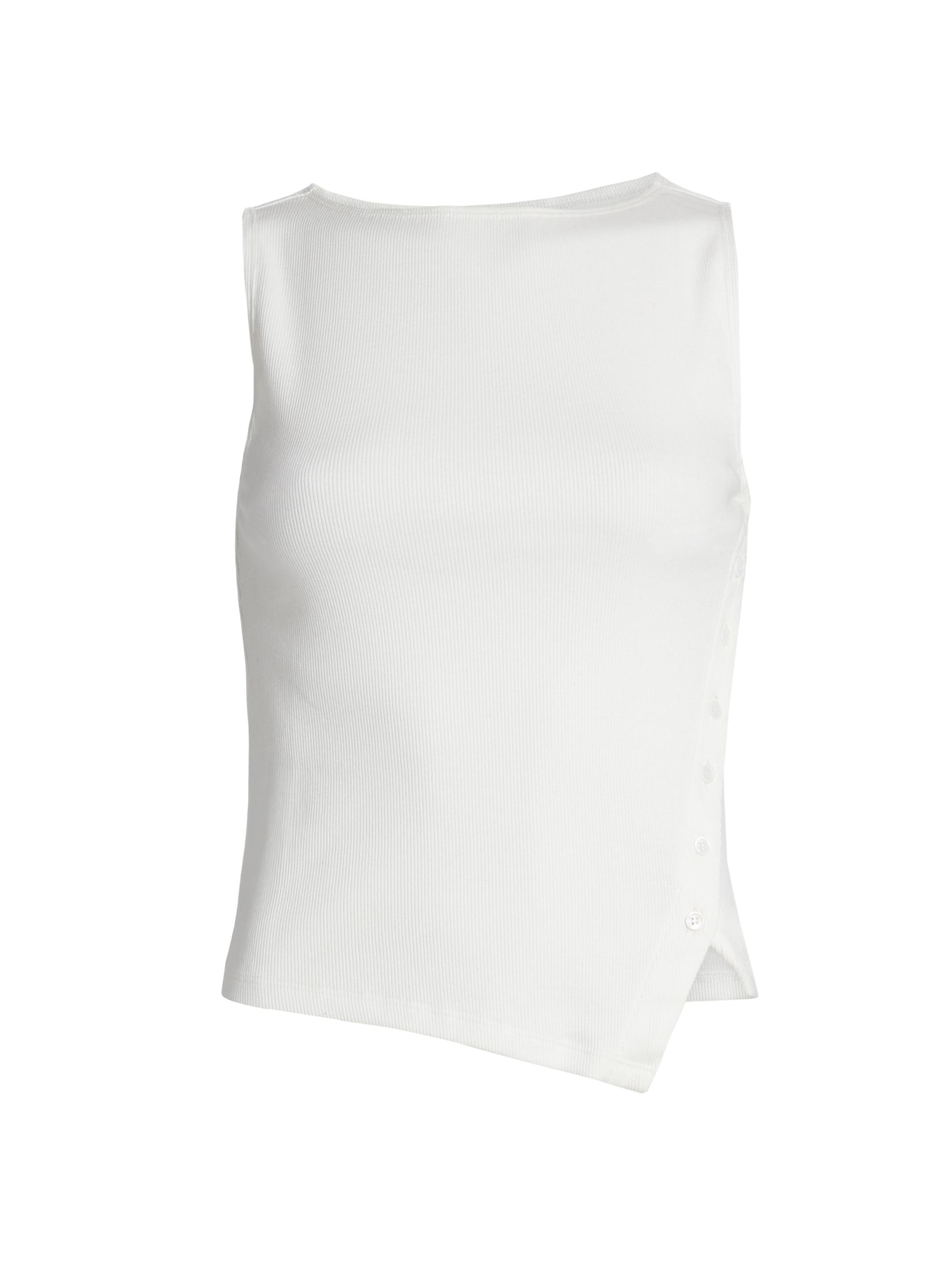 Reformation Women's Hudson Ribbed Button Top - White