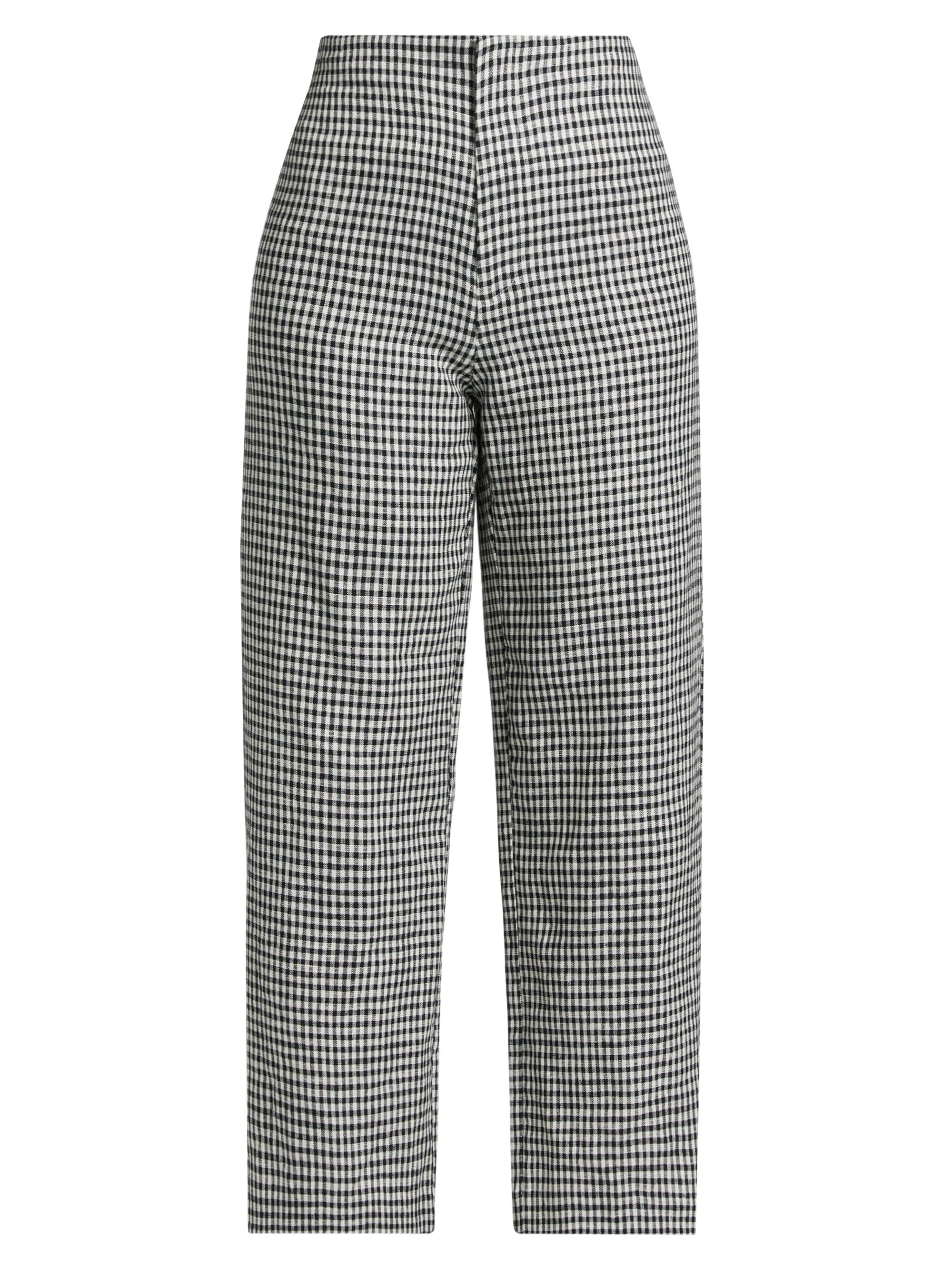 Reformation Women's Joni Gingham Linen Crop Pants - Remy Check
