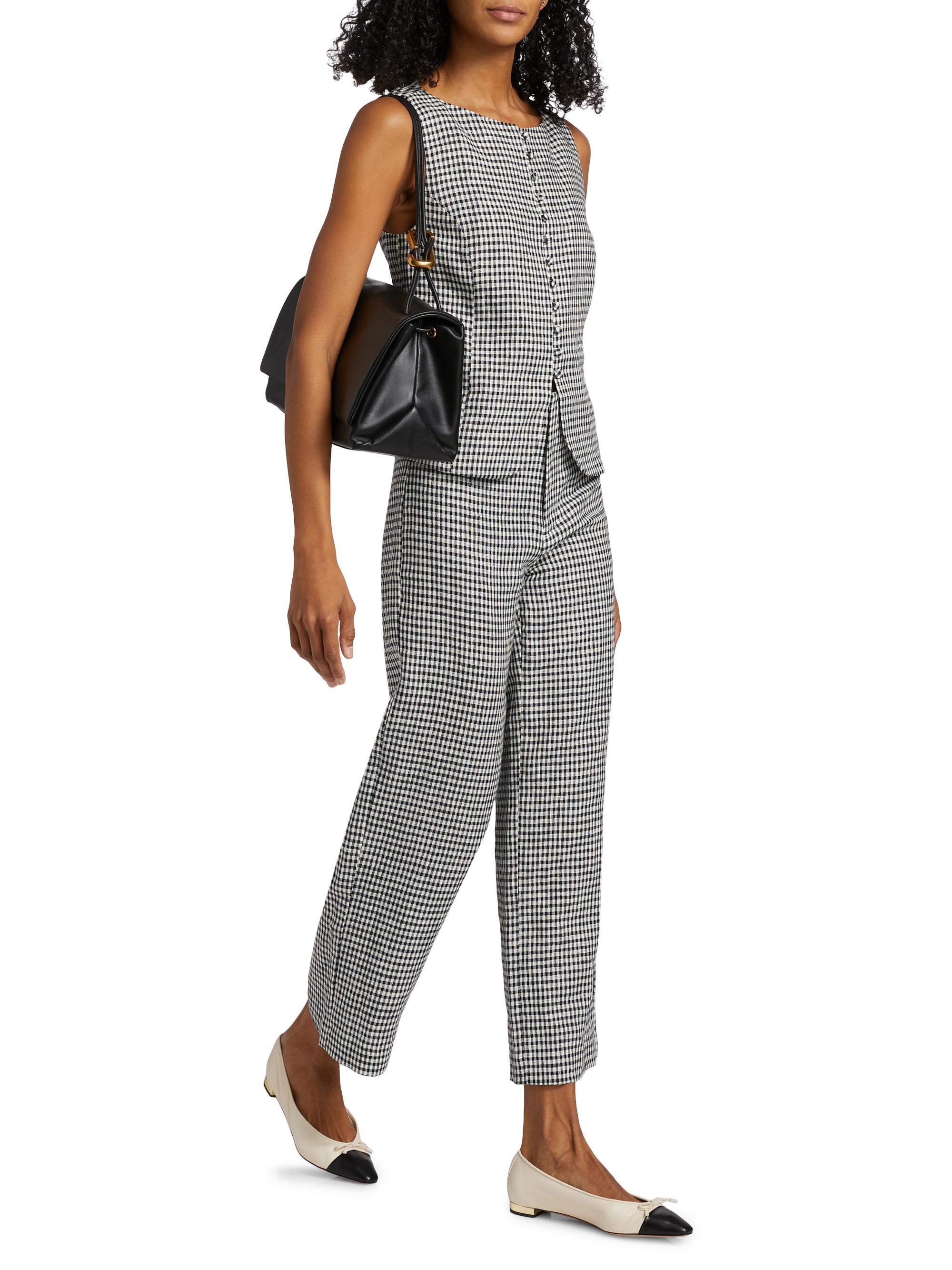 Reformation Joni Gingham Linen Crop Pants | Saks Fifth Avenue