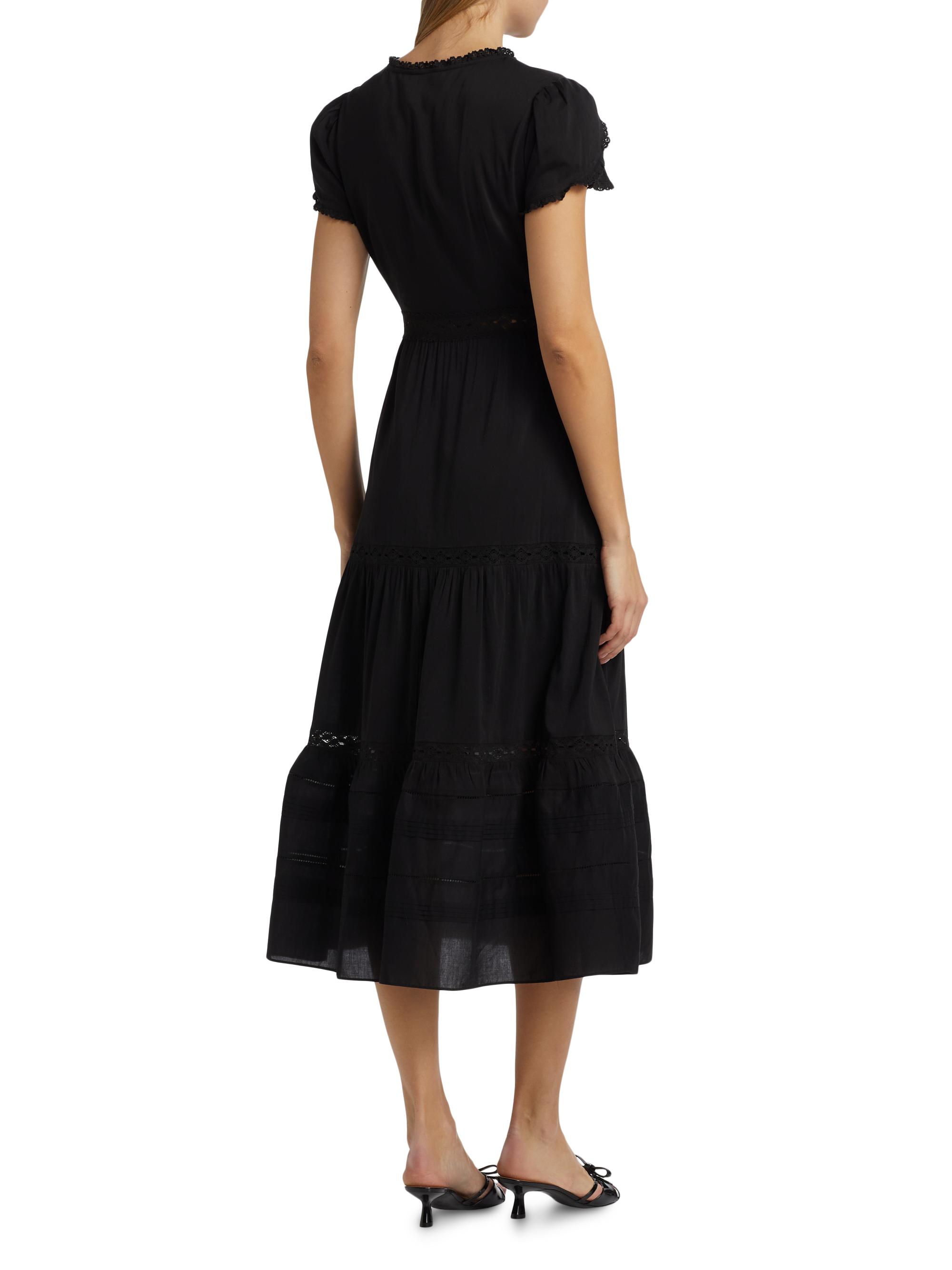 reformation zebrina short-sleeve midi dress Reformation Zebrina Tiered Midi-Dress
