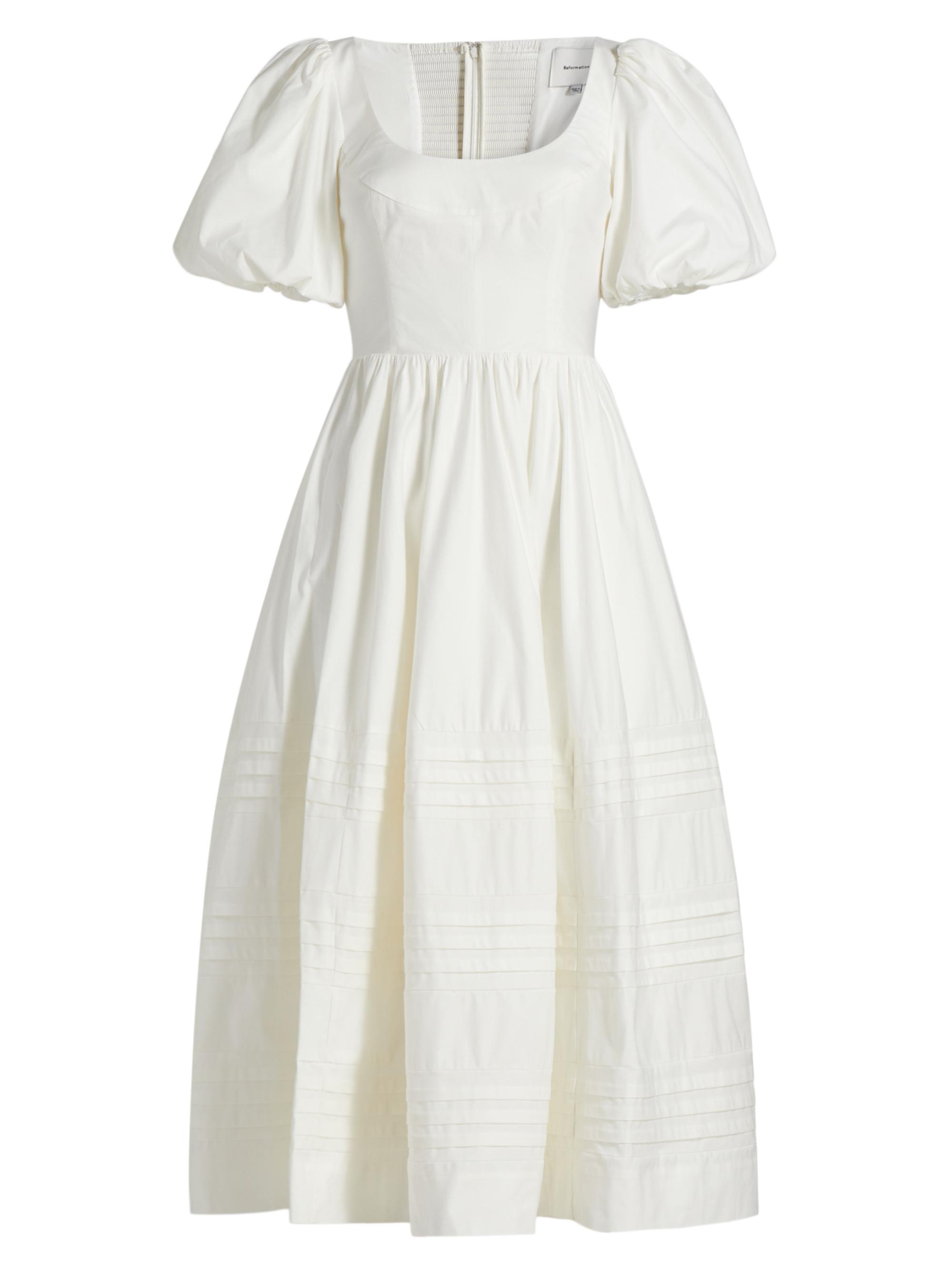 Reformation Women's Everlyn Stretch Cotton Poplin Midi-Dress - White