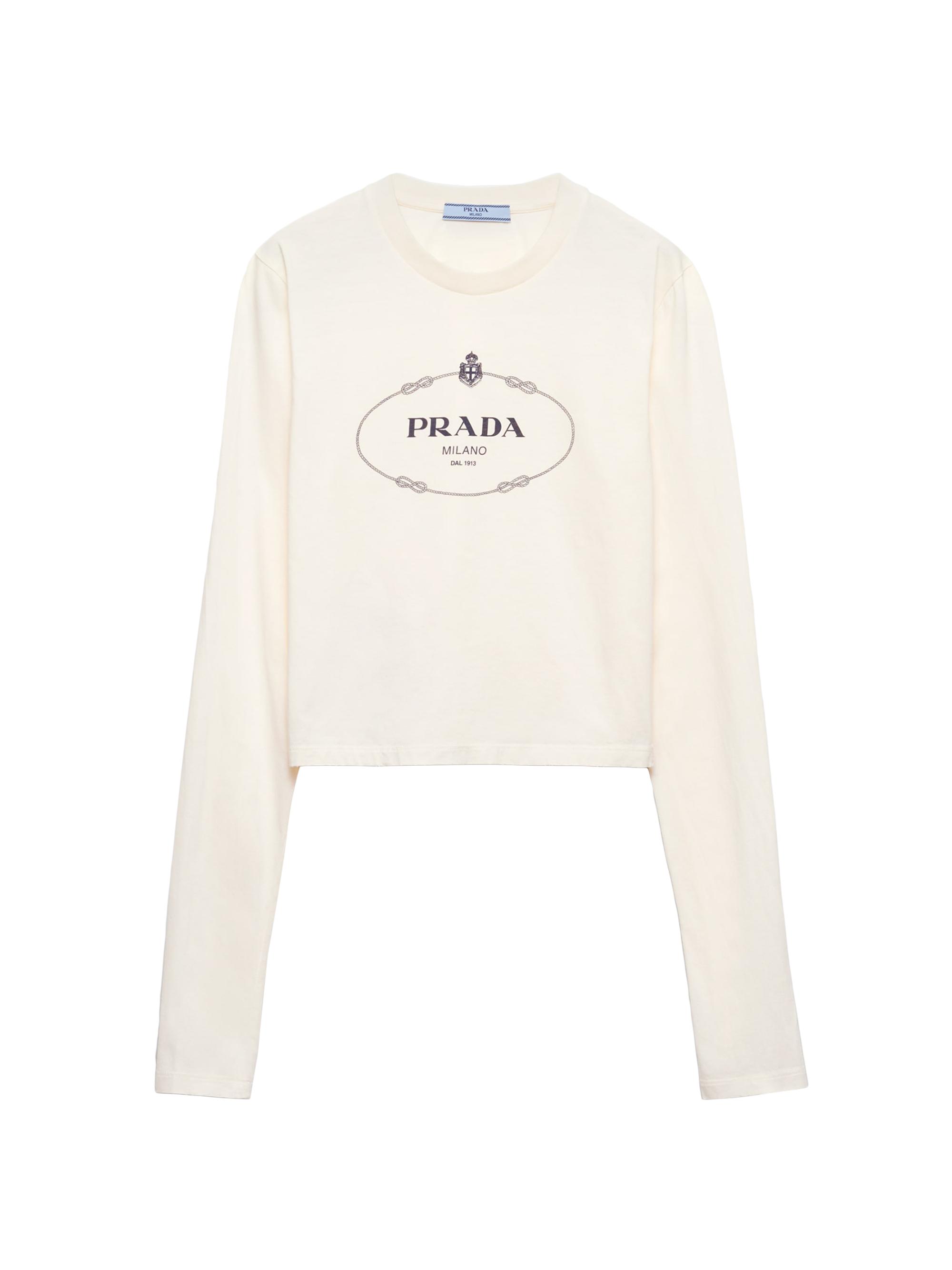 Prada Women's Print Jersey Top - Beige Khaki