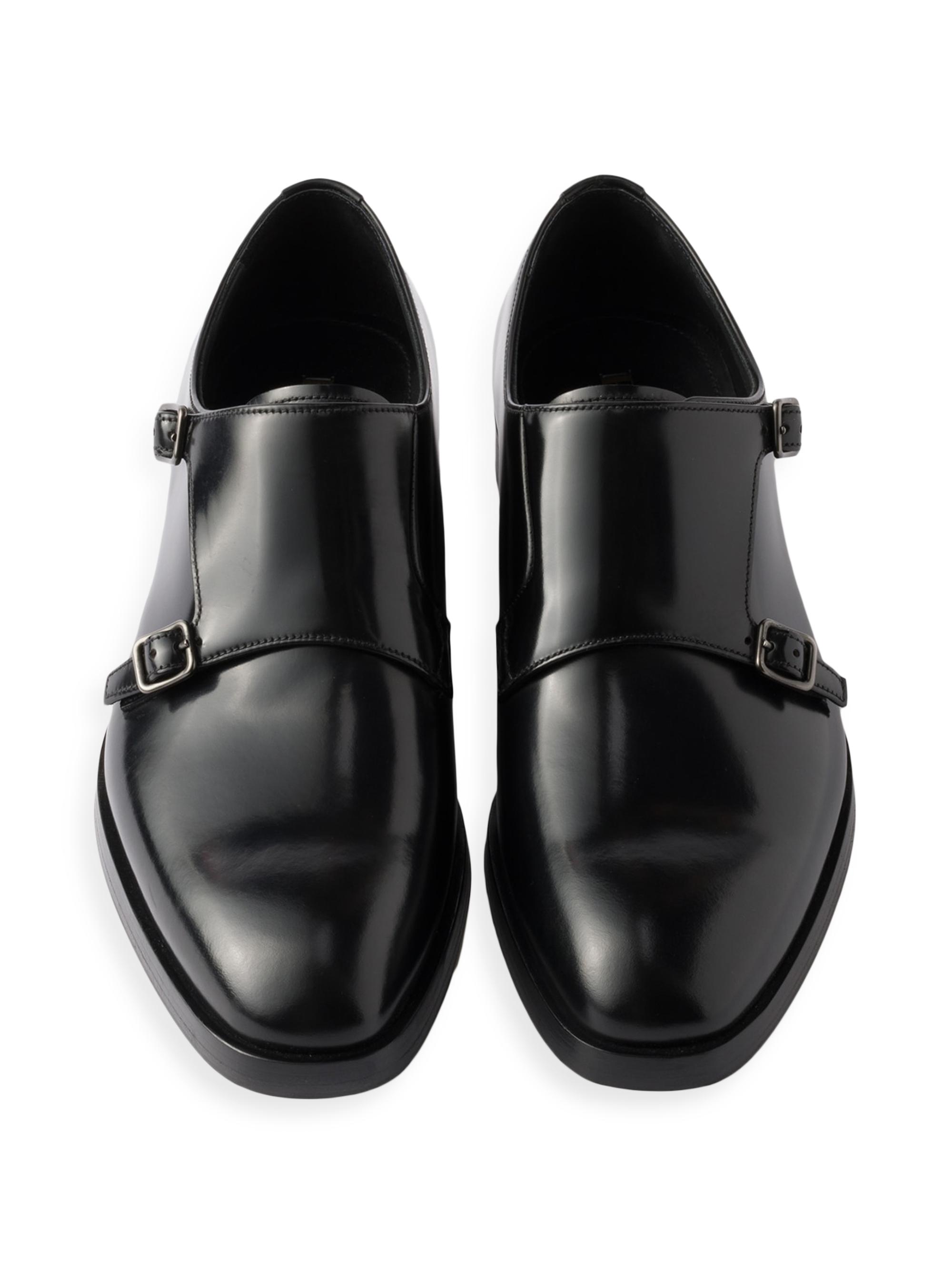 Prada Brushed Leather Double Monk Strap Shoes | Saks Fifth