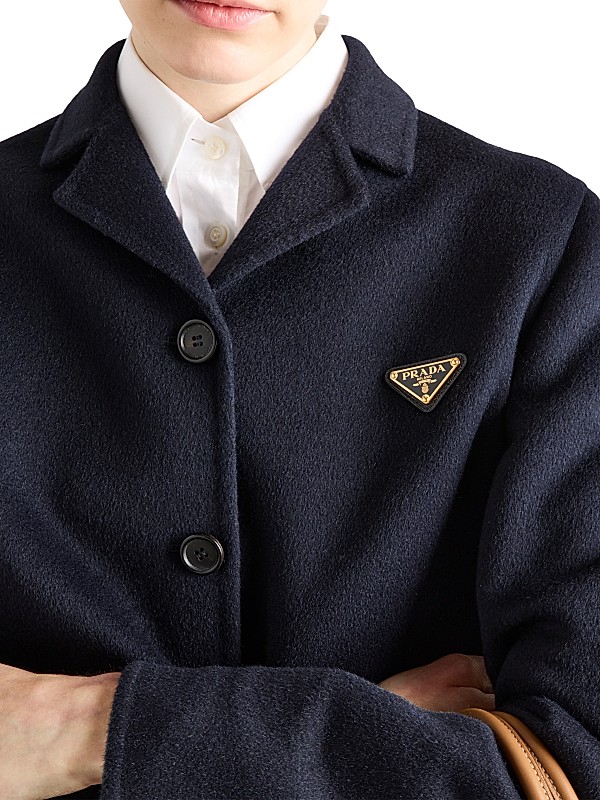 Shop Prada Embroidered Single-Breasted Cashgora Jacket Shop Prada Embroidered Single-Breasted Cashgora Jacket
