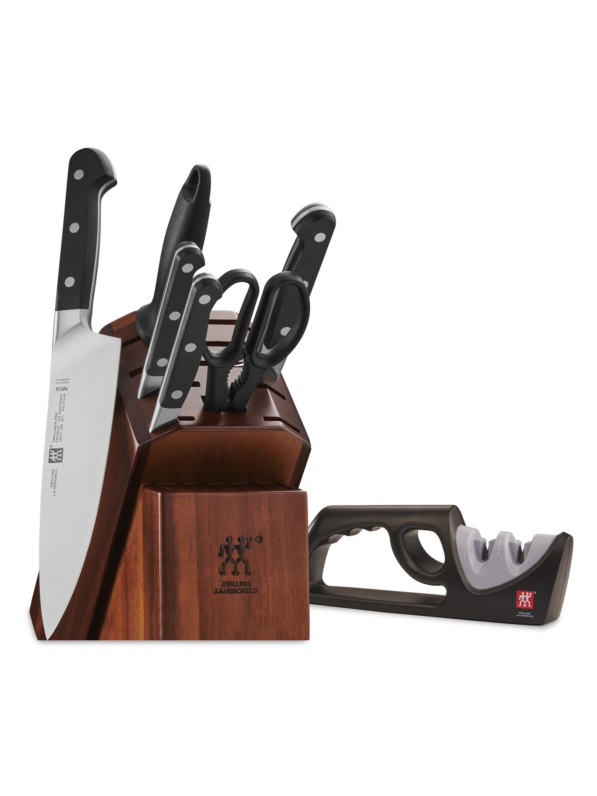 ZWILLING J.A. Henckels Pro 8 Piece Knife Block Set with Bonus Sharpener - Brown