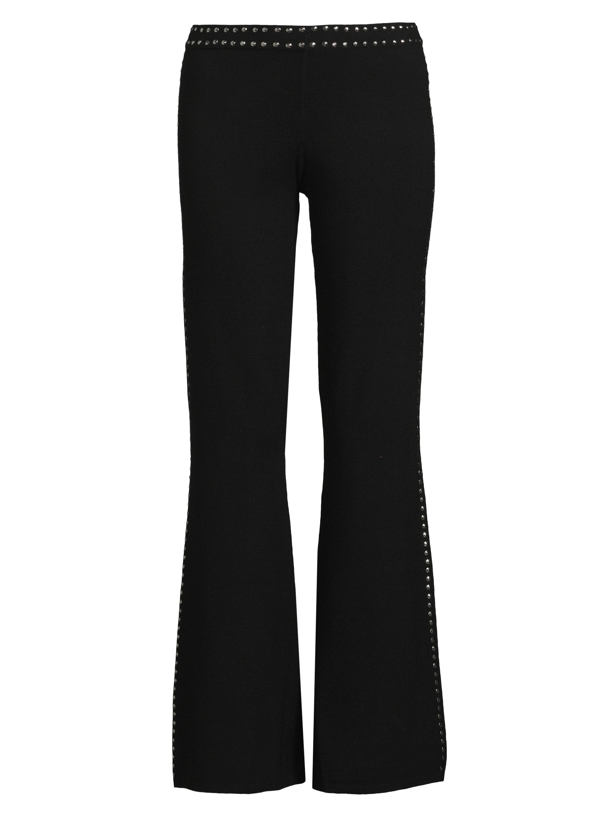 Minnie Rose Women's Studded Wide-Leg Pants - Black