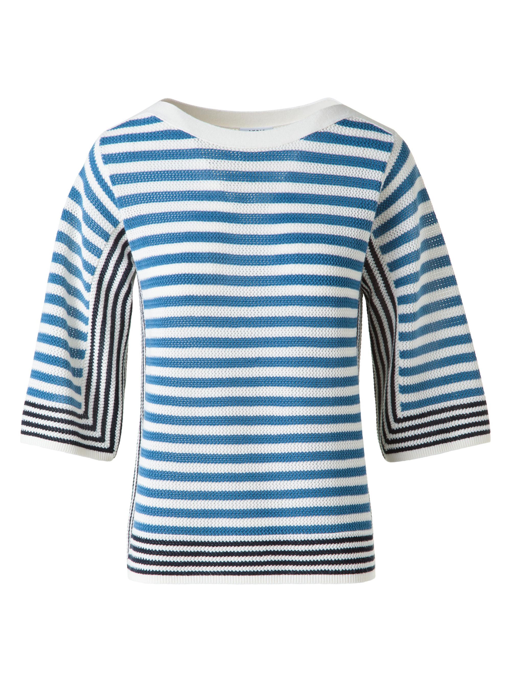 Akris punto Women's Striped Wool Top - Cream Medium Blue Ink