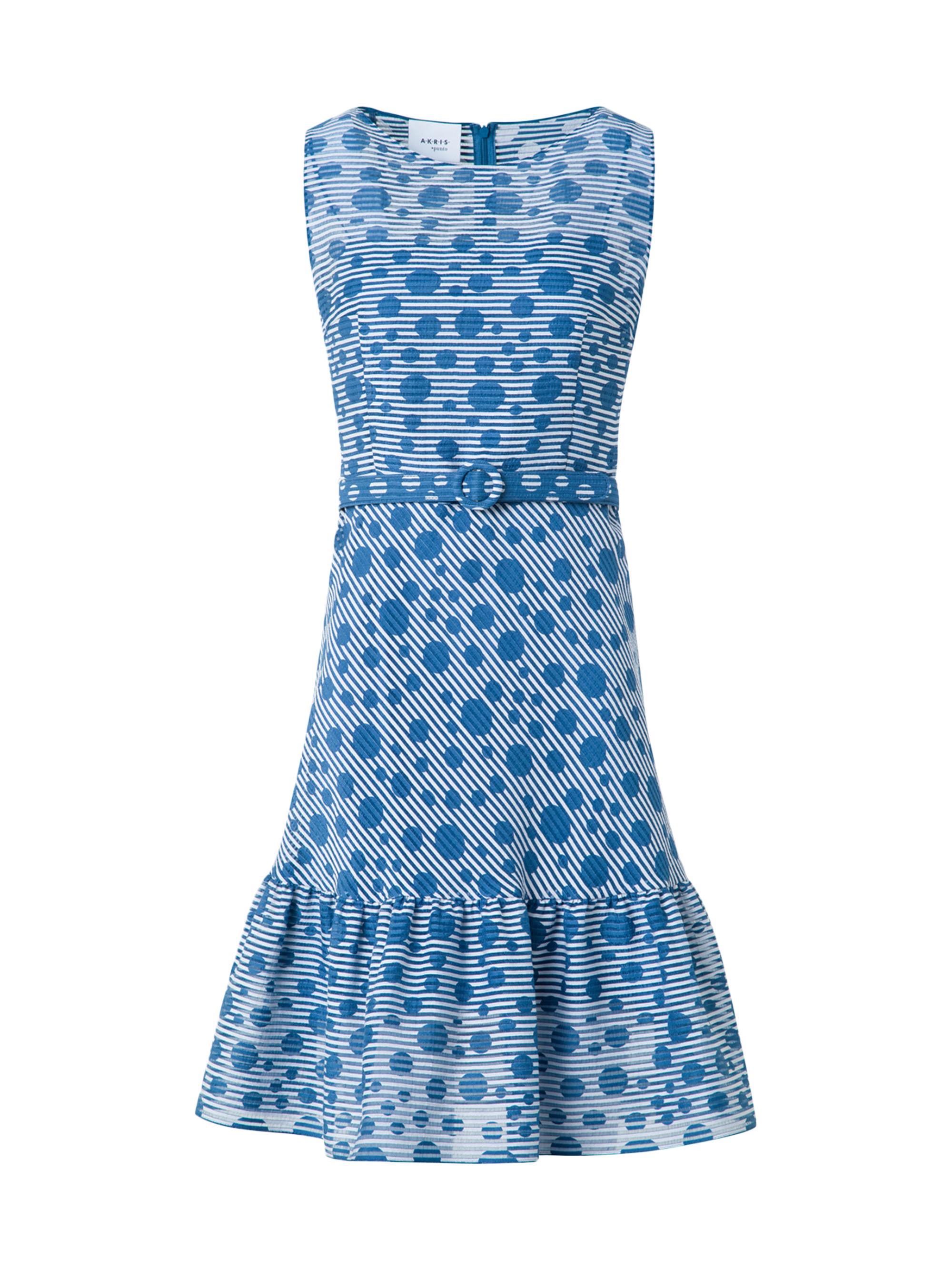 Akris punto Women's Striped Polka Dot Jacquard Sleeveless Minidress - Cream Medium Blue