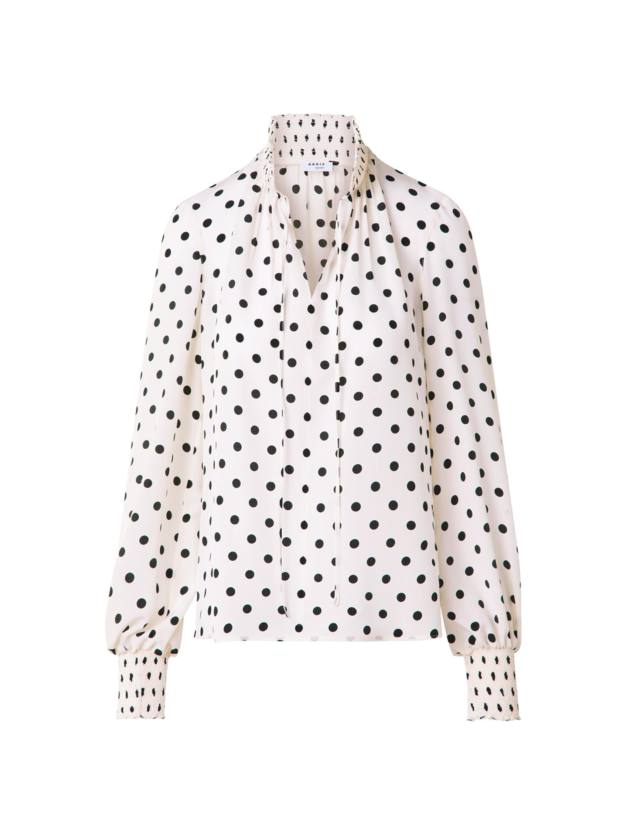 Akris punto Women's Boho Polka Dot Blouse - Cream Black