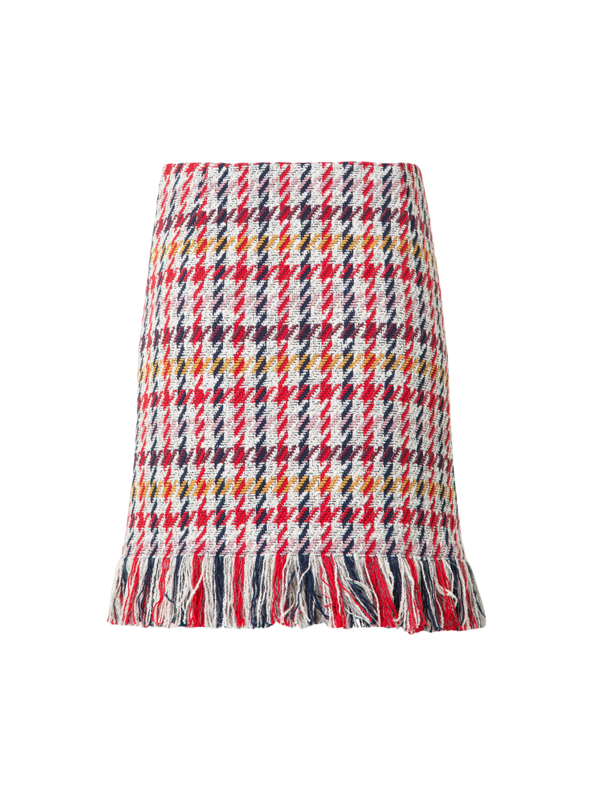 Akris punto Women's Houndstooth Tweed Fringe-Trim Miniskirt - Cream Multicolor