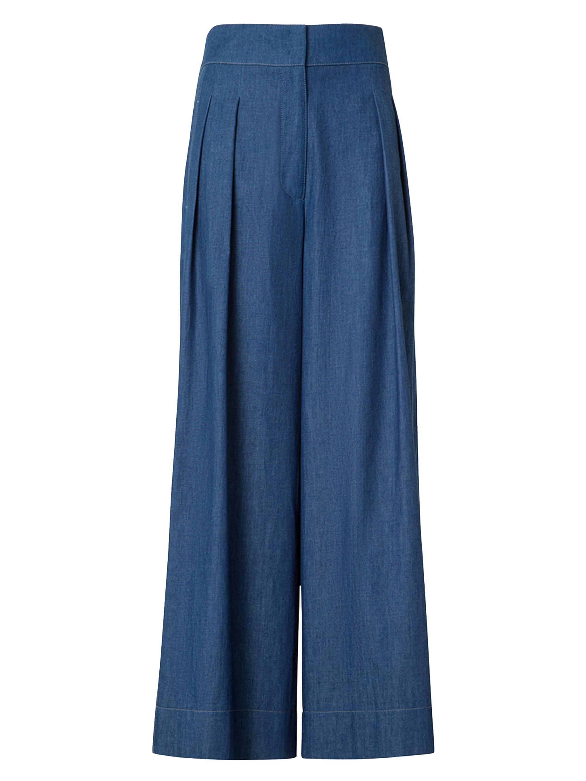 Akris punto Women's Federica Cotton High-Rise Wide-Leg Pants - Medium Blue