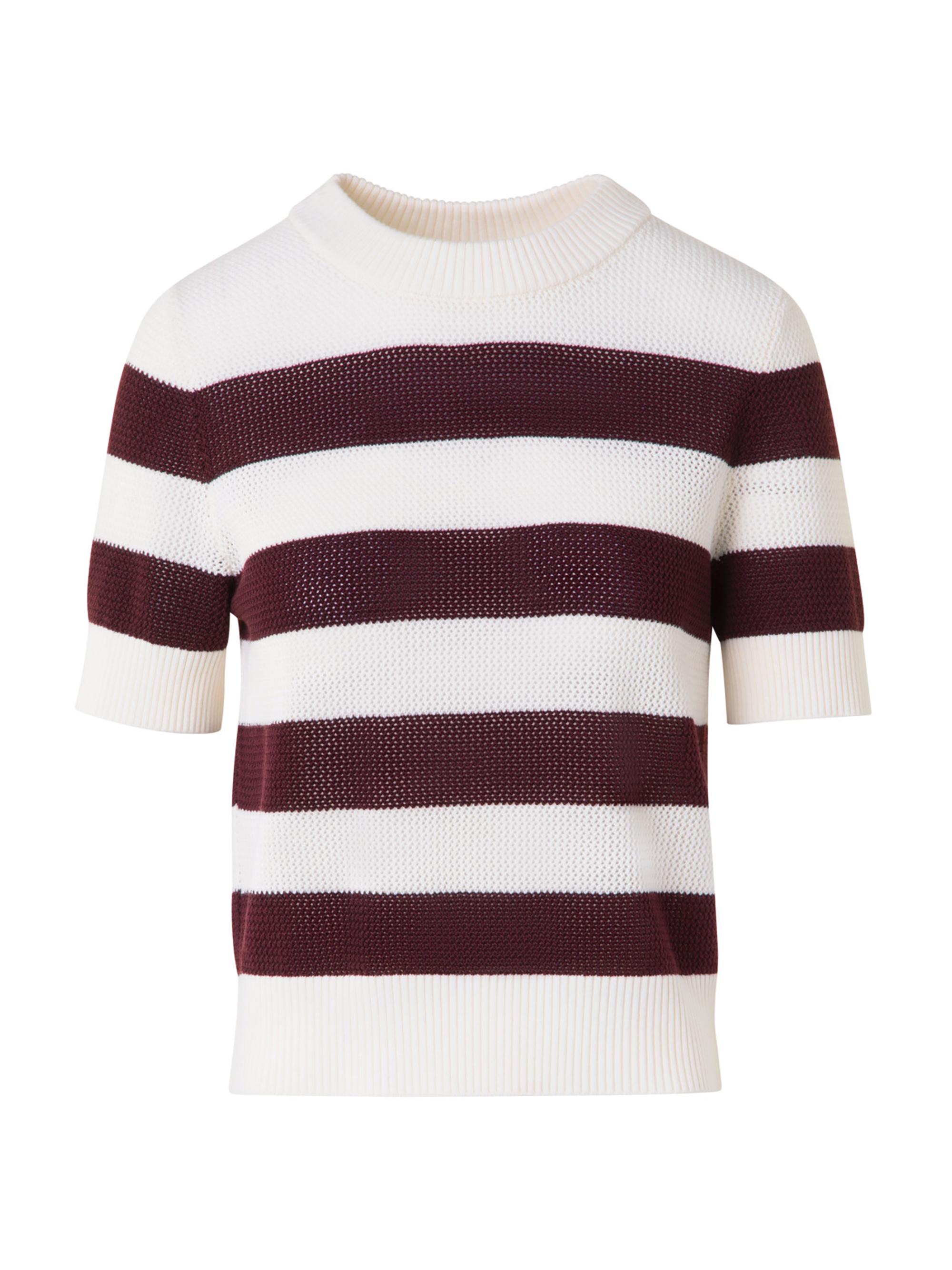 Akris punto Women's Striped Virgin Wool Knit Sweater - Cream Blackberry