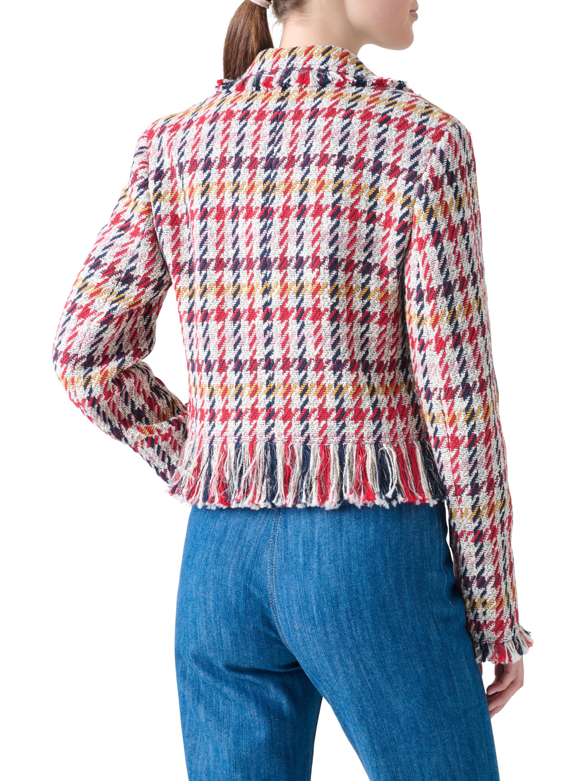 Akris punto Houndstooth Tweed Fringe-Trim Blazer | Saks Fifth Avenue