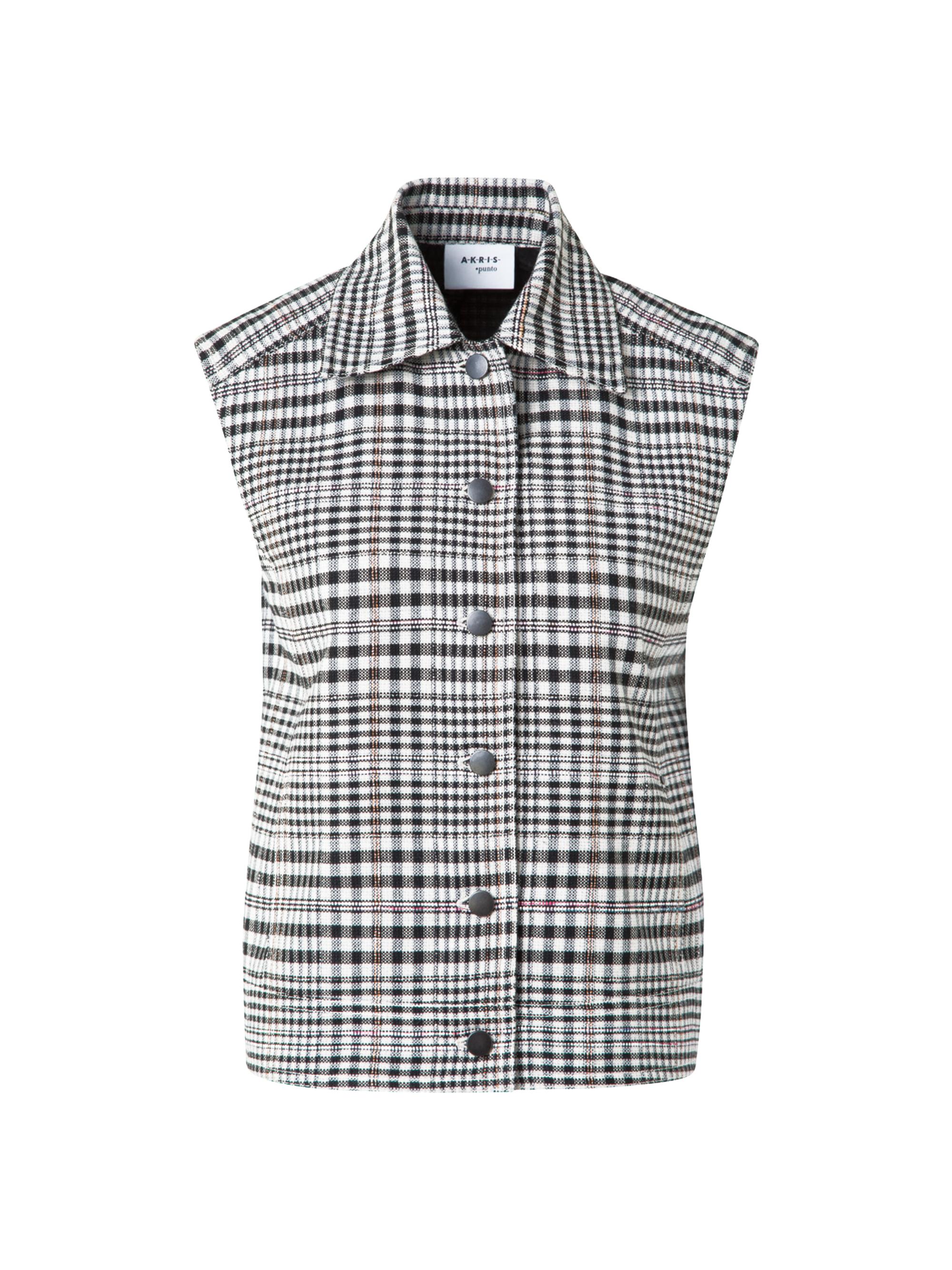 Akris punto Women's Plaid Kent Collar Vest - Cream Black