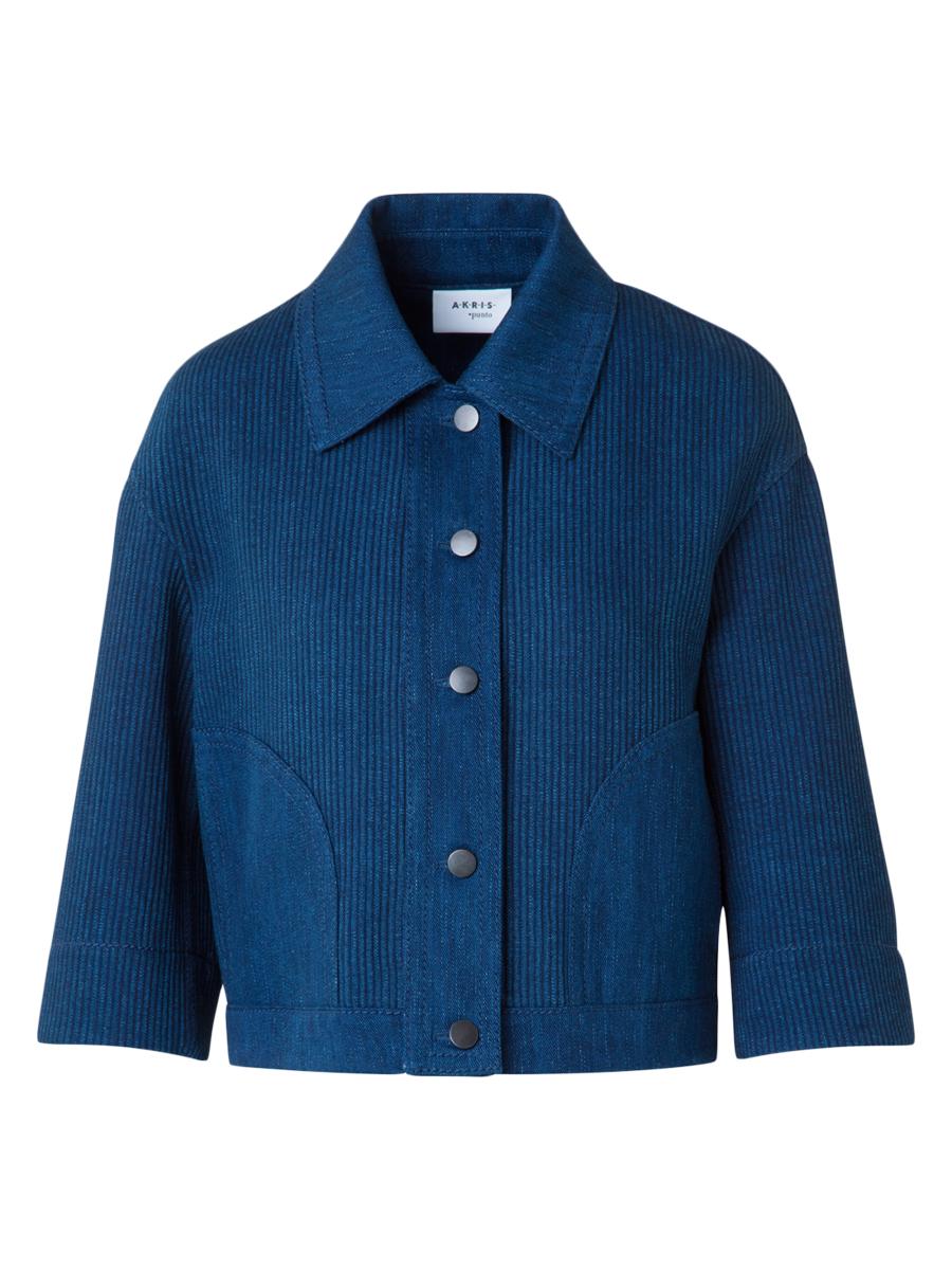 Akris punto Textured Striped Denim Button-Front Jacket