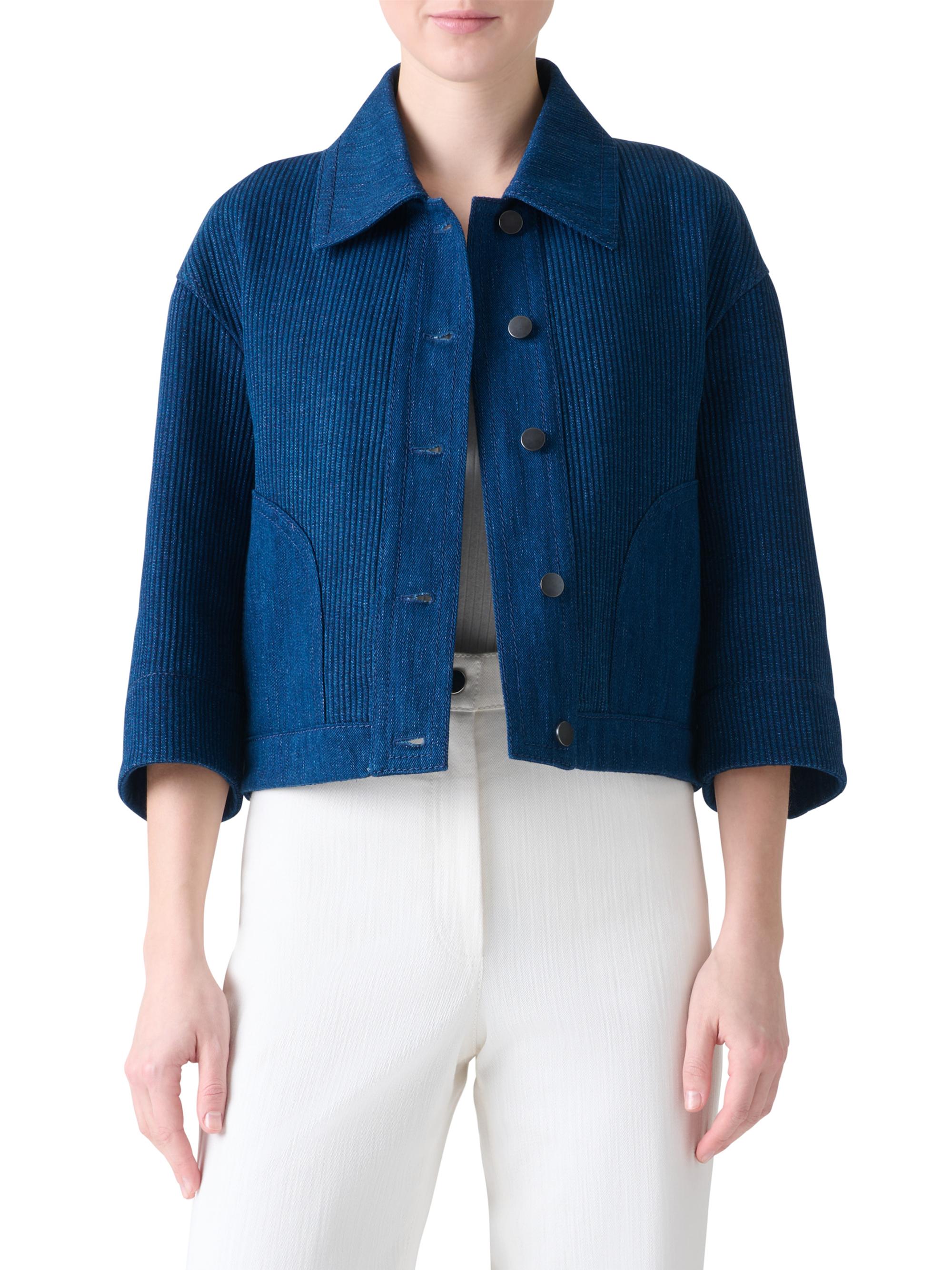 Akris punto Textured Striped Denim Button-Front Jacket