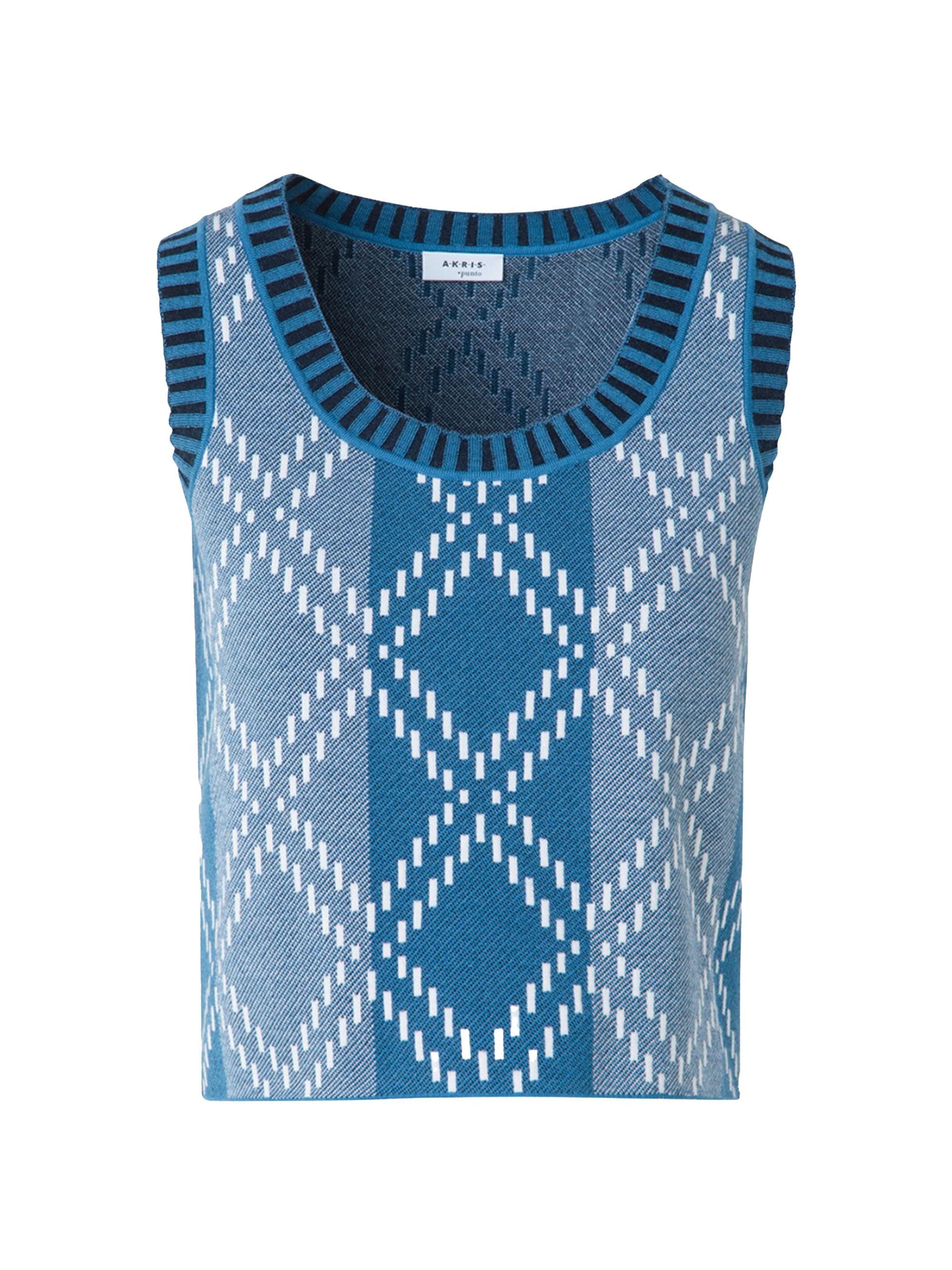 Akris punto Women's Check Stretch-Wool Crop Tank - Medium Blue