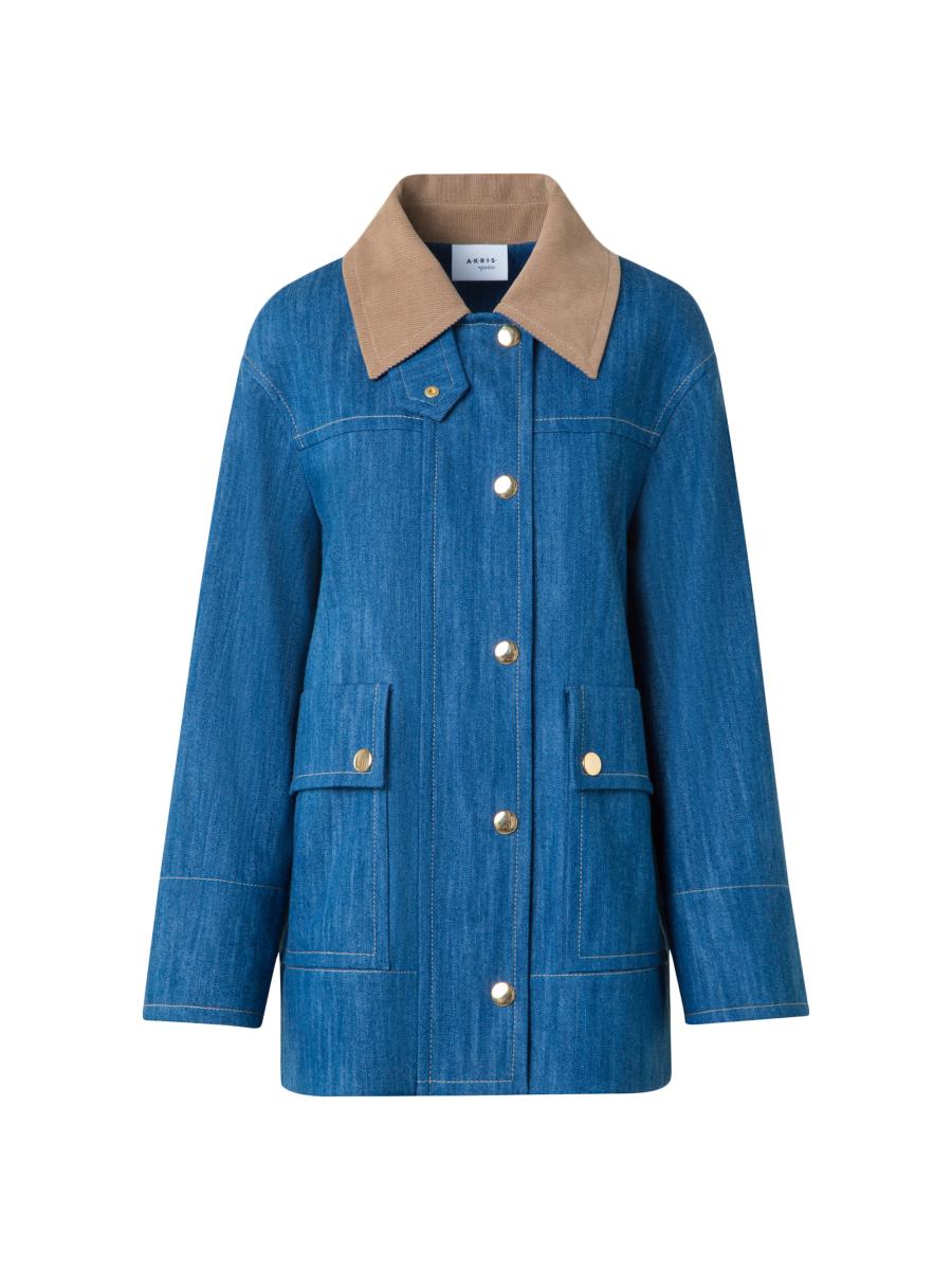 Akris punto Corduroy-Trimmed Denim Jacket | Saks Fifth Avenue