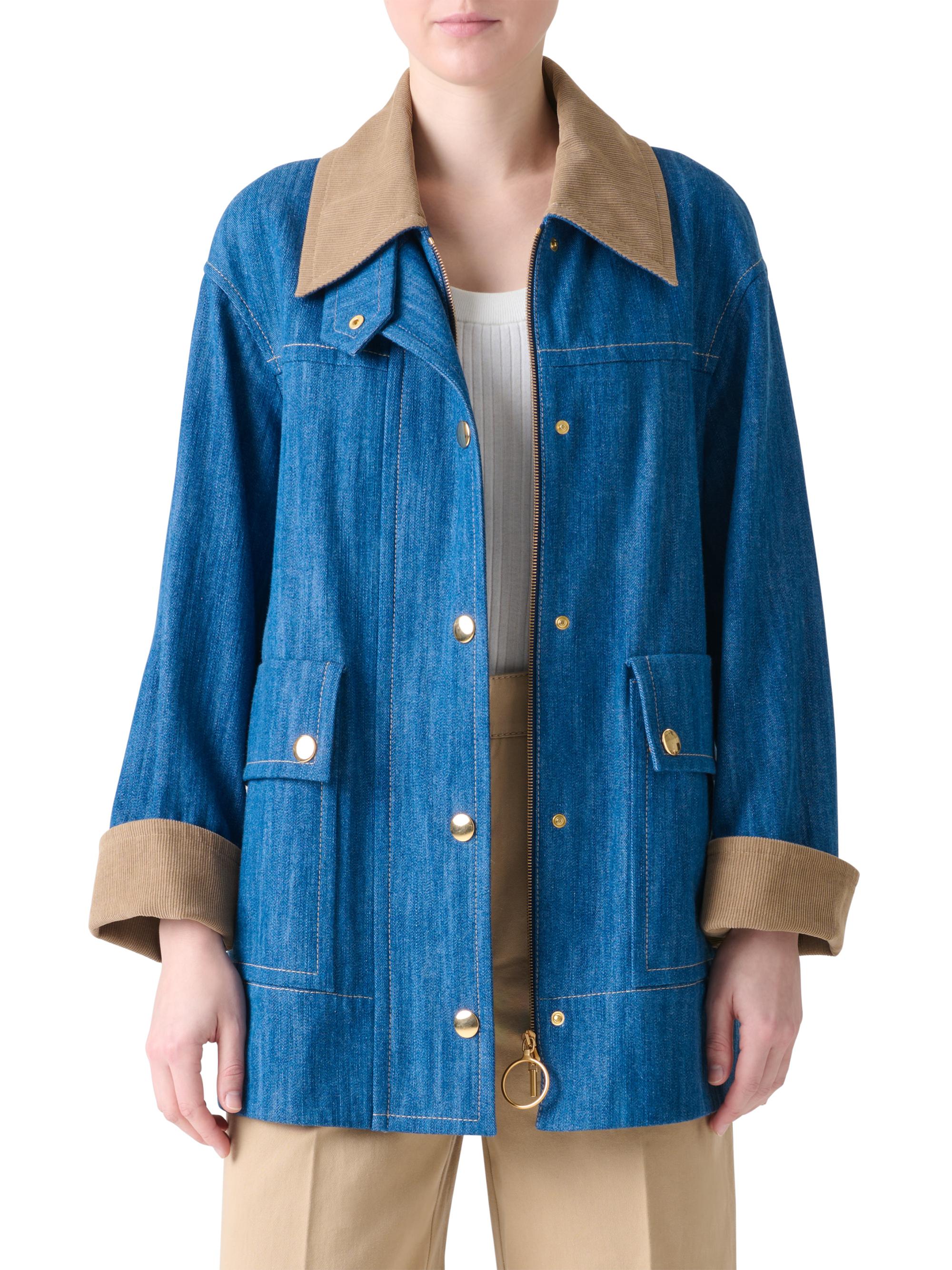 Akris punto Corduroy-Trimmed Denim Jacket | Saks Fifth Avenue