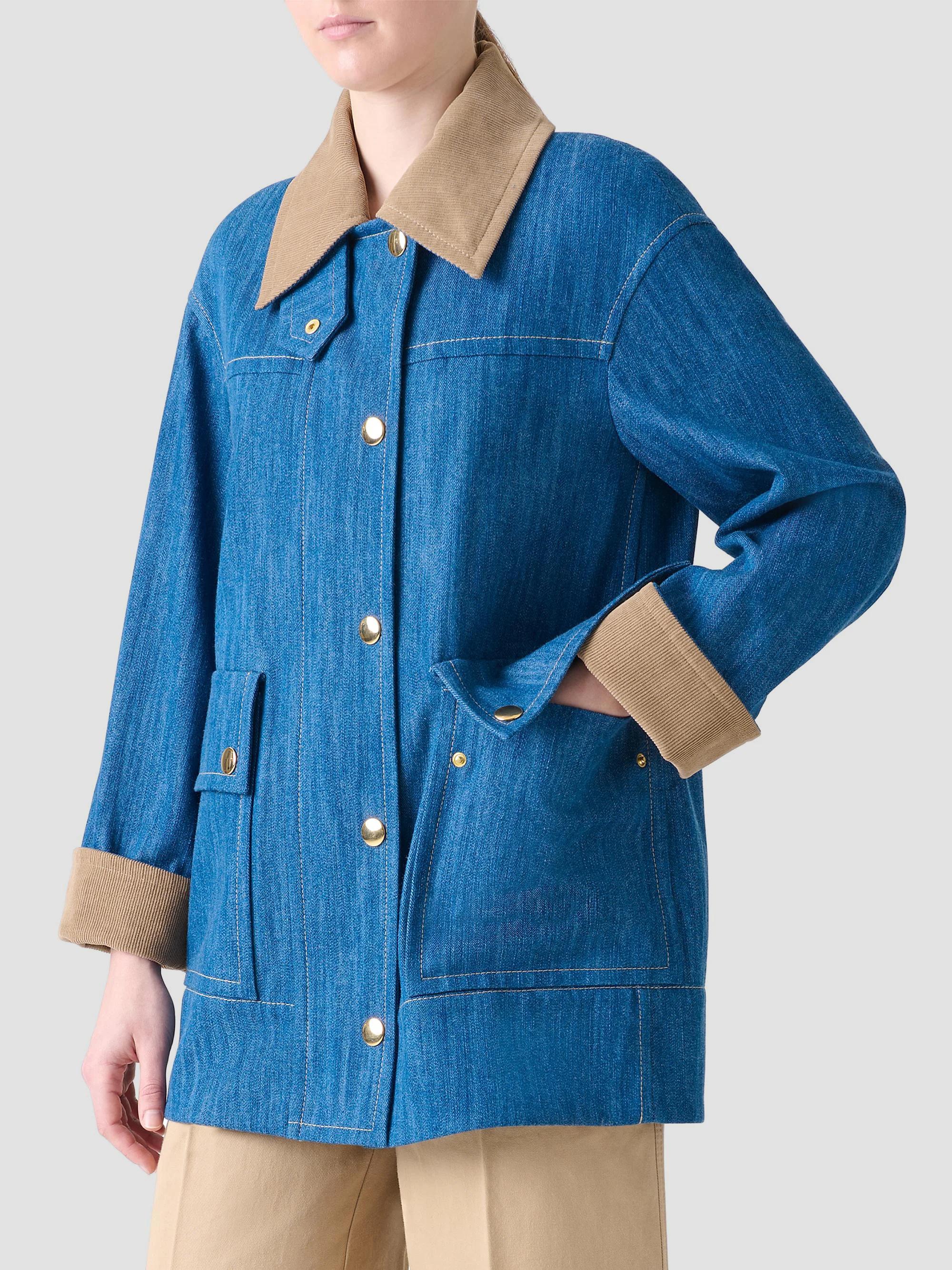 Akris punto Corduroy-Trimmed Denim Jacket | Saks Fifth Avenue