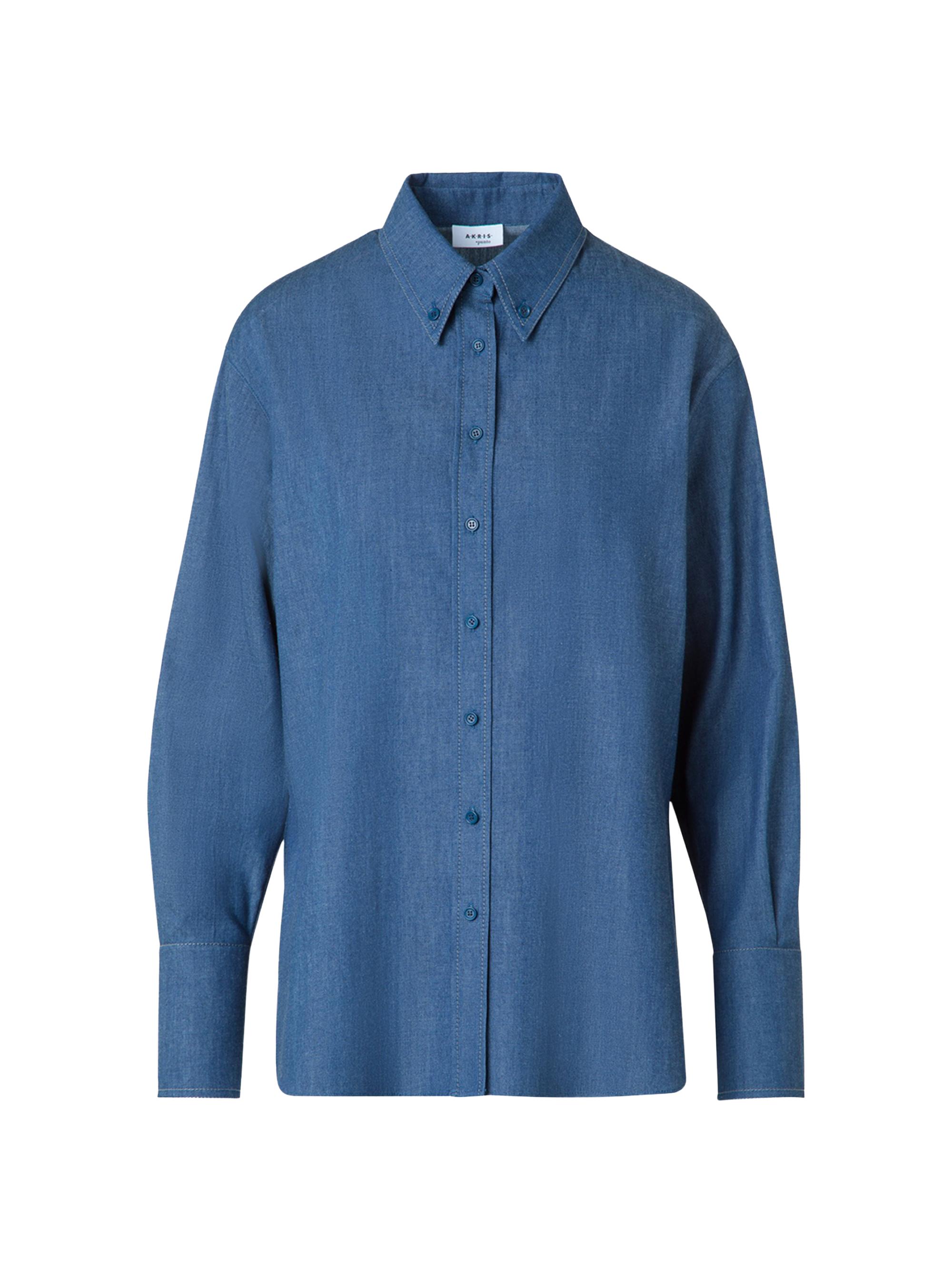 Akris punto Women's Cotton Button-Down Shirt - Medium Blue