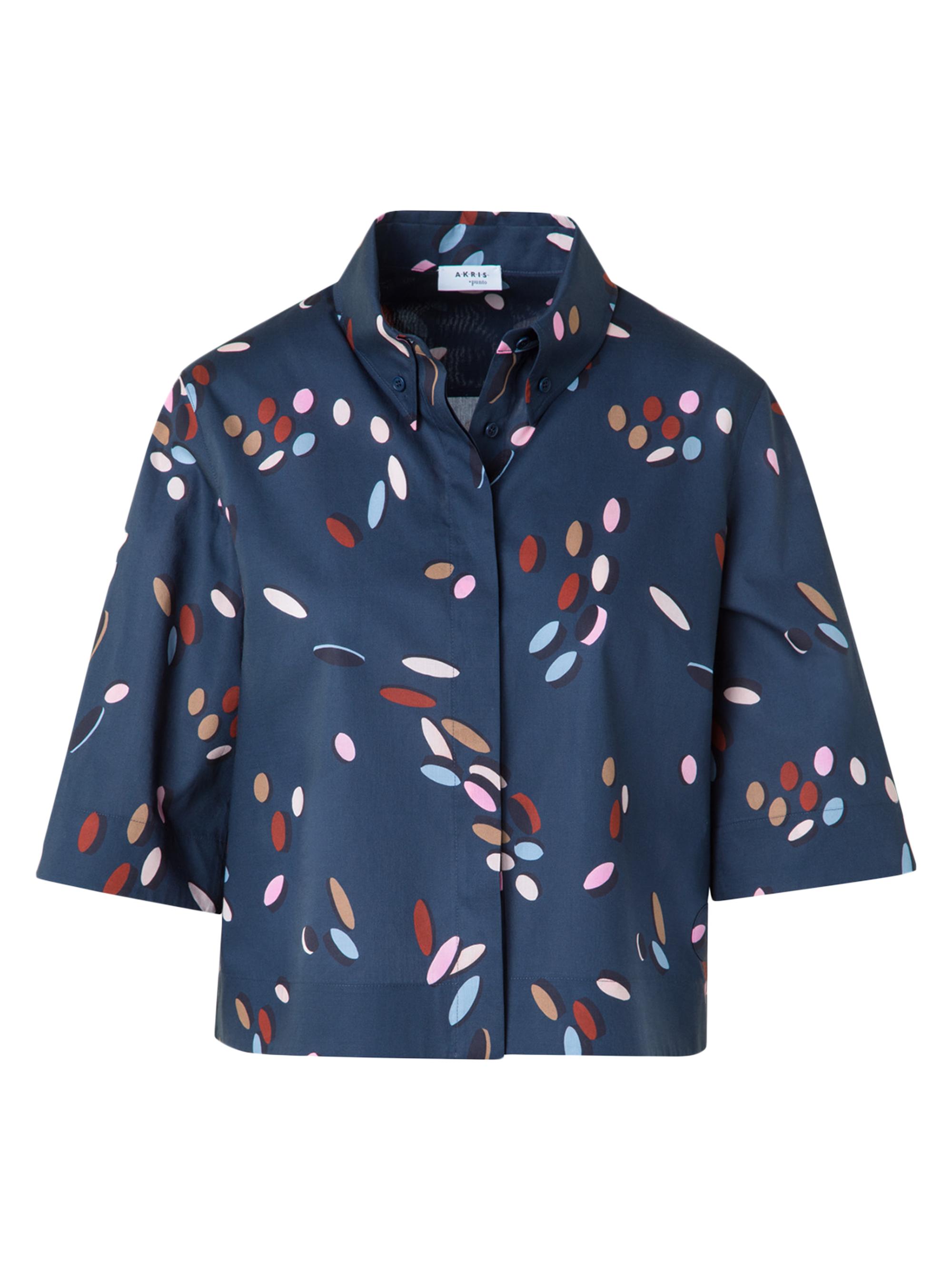 Akris punto Women's Polka Dot Print Crop Short-Sleeves Shirt - Ink Multicolor