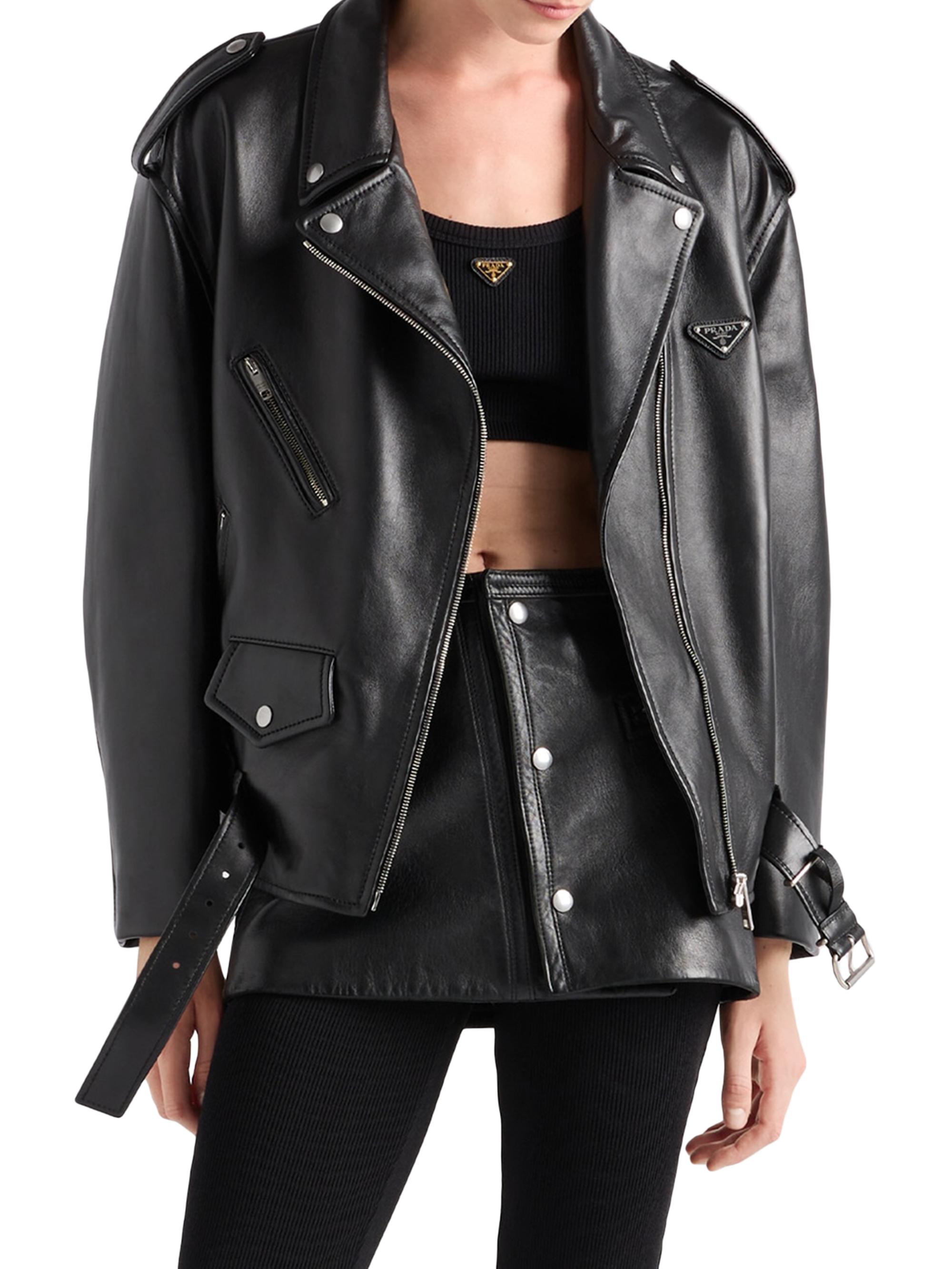 Prada Nappa Leather Biker Jacket | Saks Fifth Avenue