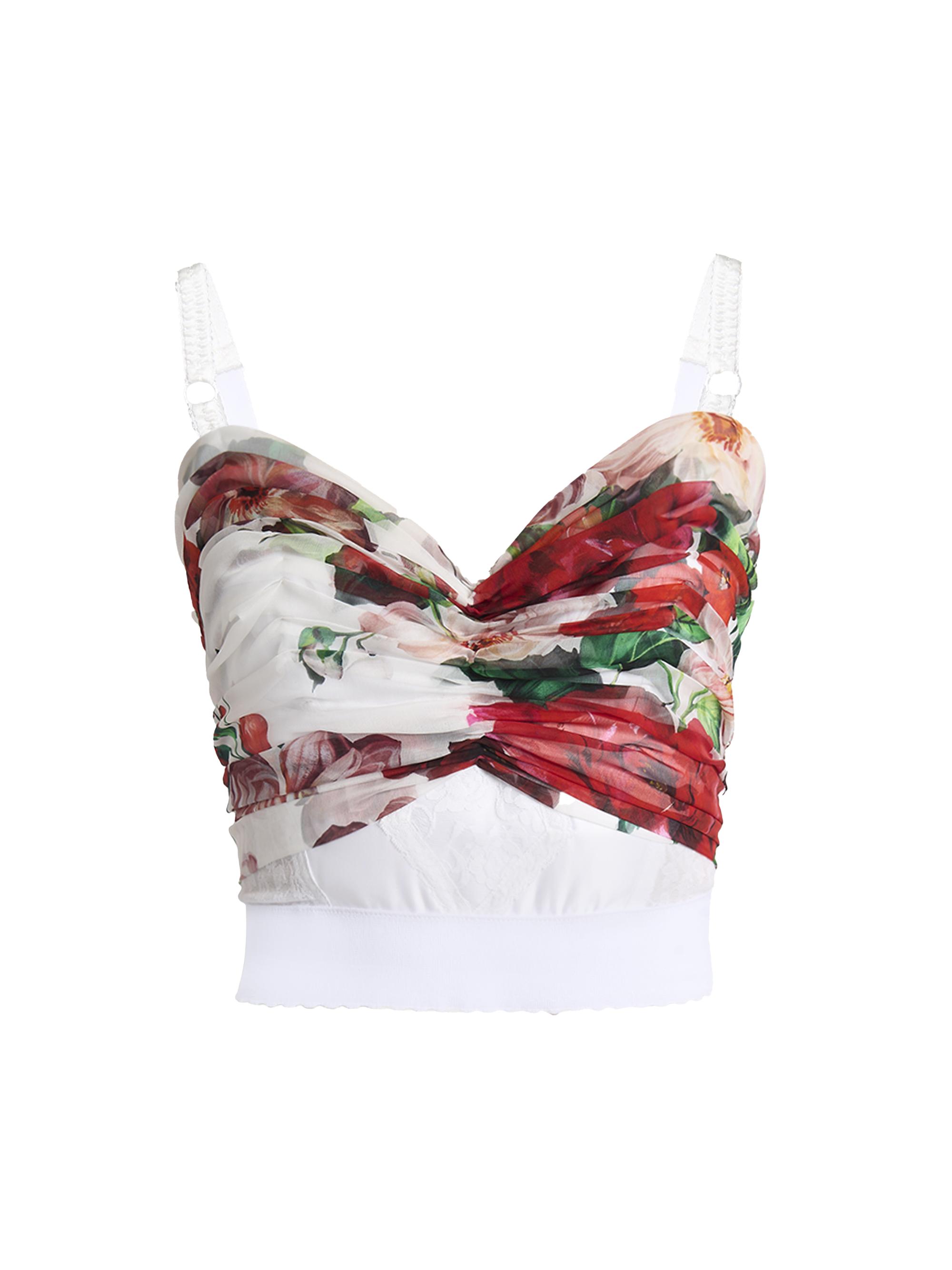 Dolce & Gabbana Women's Floral Ruched Sweetheart Crop Top