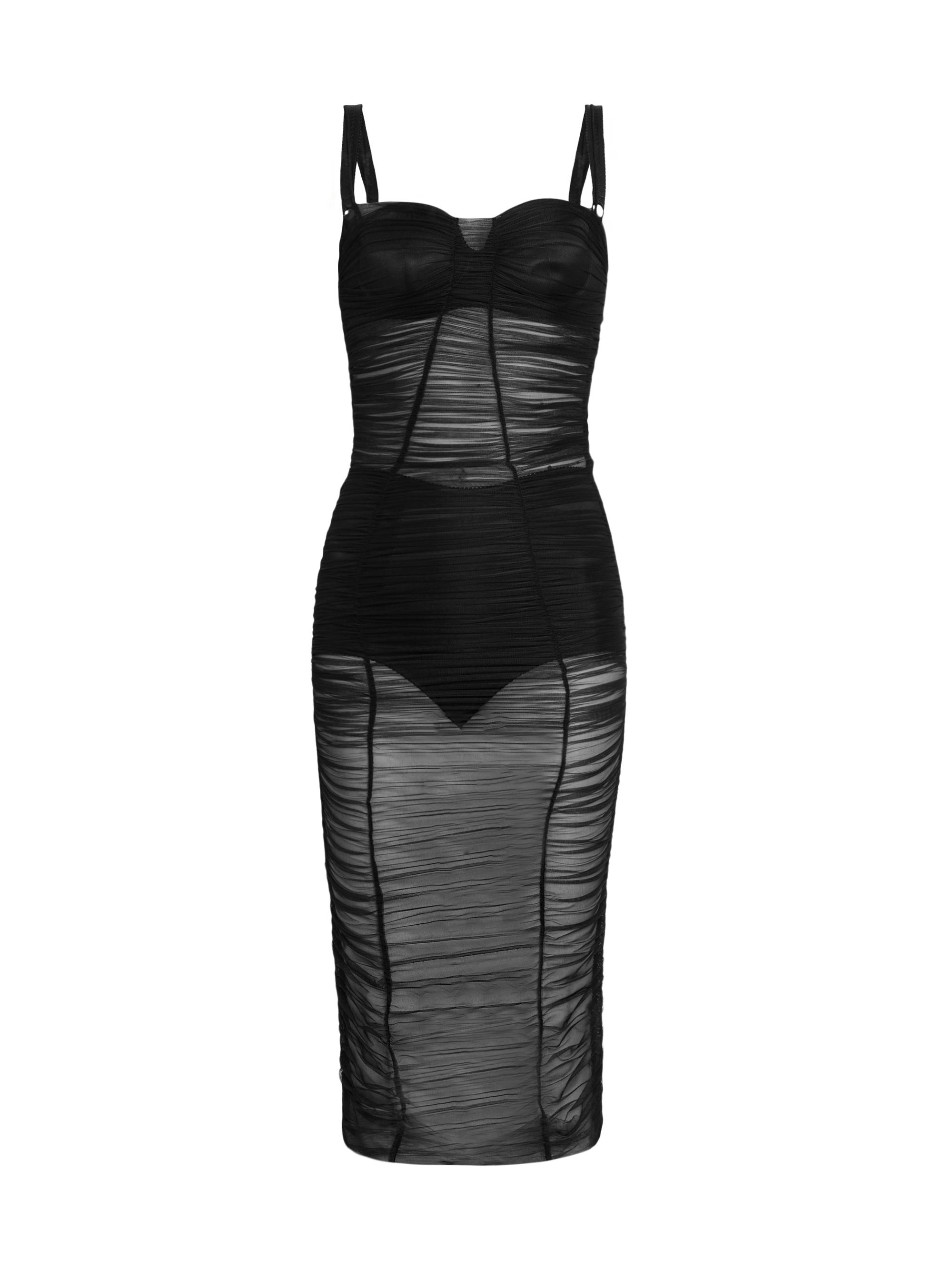 Dolce & Gabbana Women's Sheer Stretch Tulle Body-Con Midi-Dress - Nero