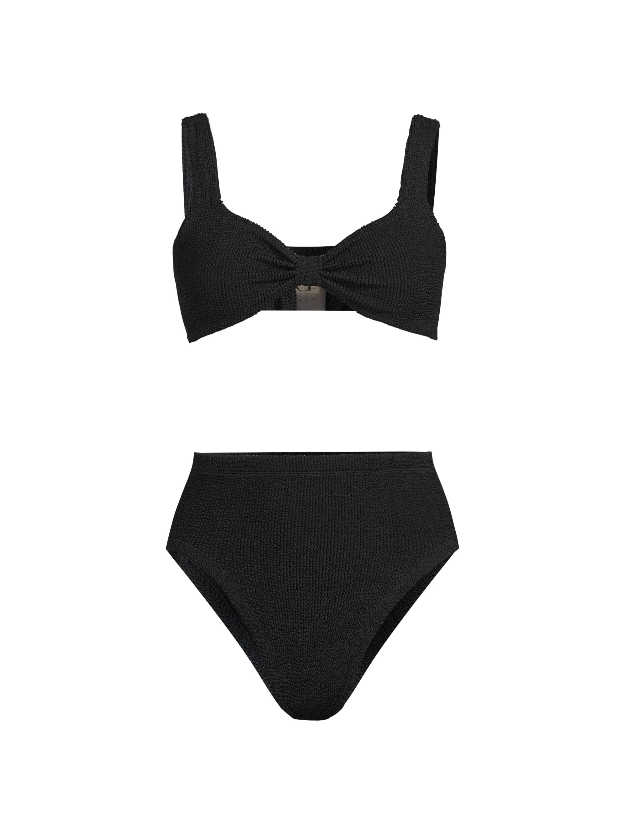 Hunza G Women's Judy Crinkle-Effect Bow Bikini - Black