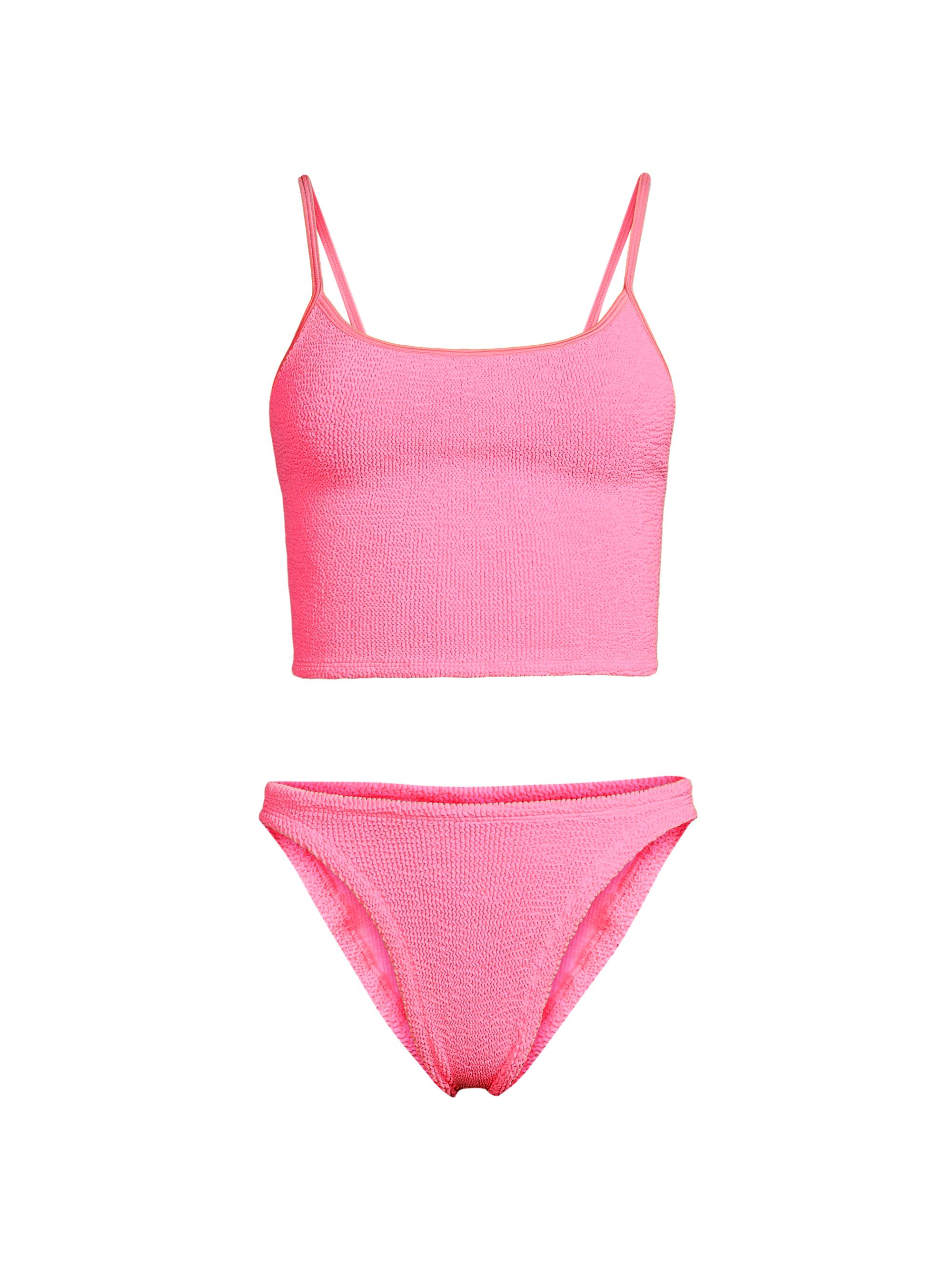 Hunza G Women's Crinkle-Effect Scoopneck Bikini - Bubblegum