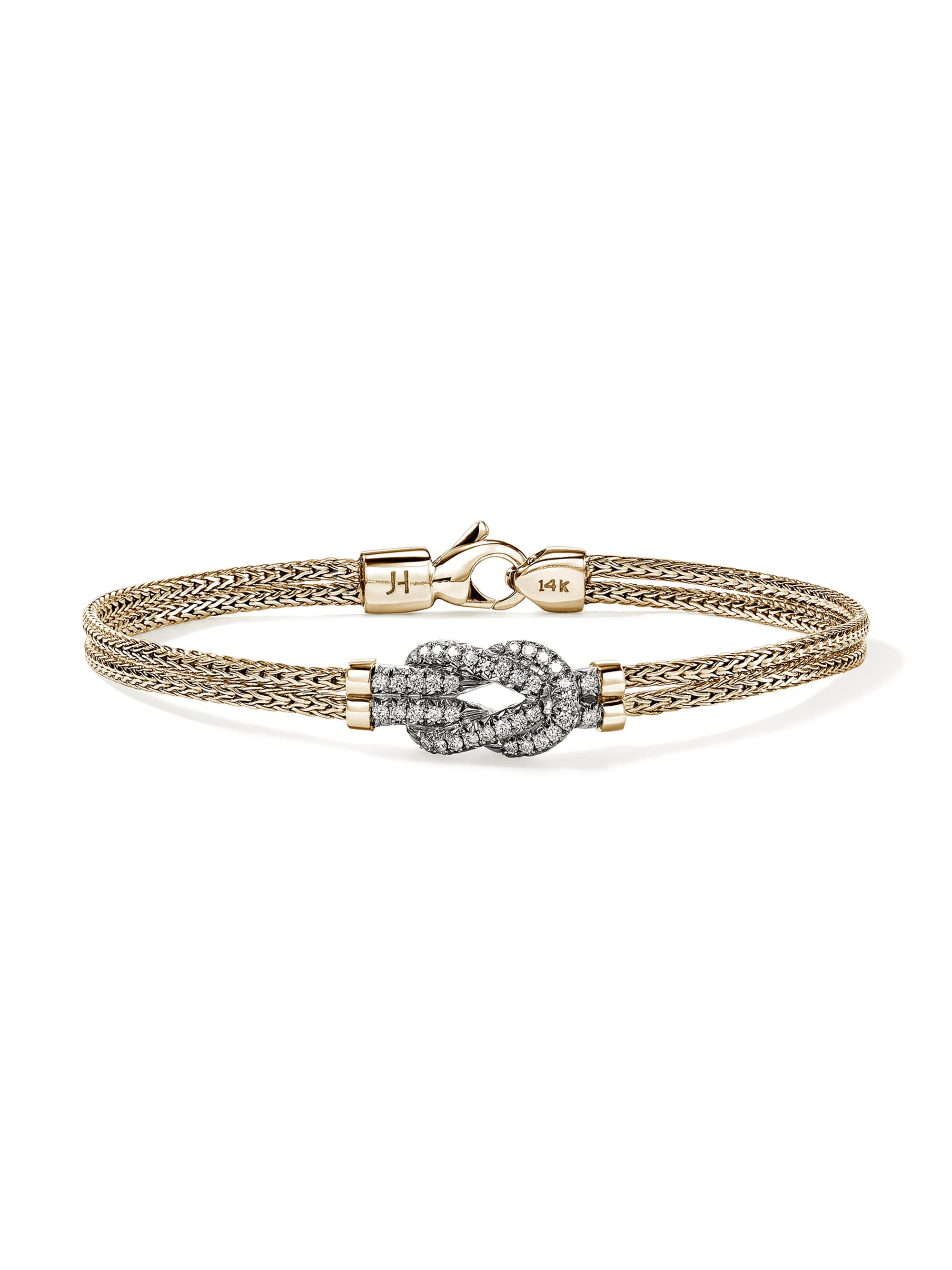 John Hardy Women's Love Knot Two-Tone 14K Gold & 0.30 TCW Diamond Bracelet - Yellow Gold