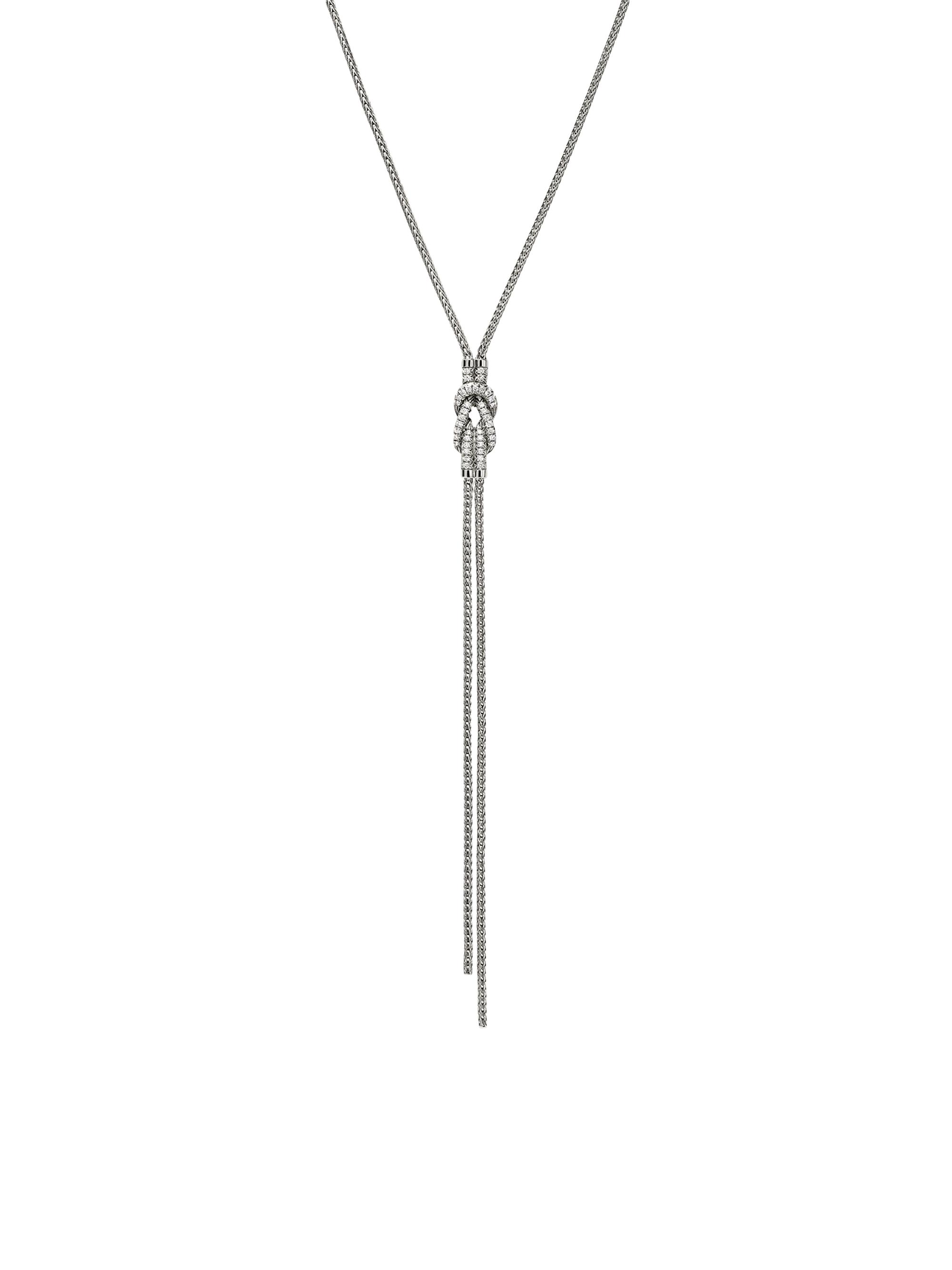 John Hardy Women's Love Knot Sterling Silver & 0.29 TCW Diamond Lariat Necklace - Silver