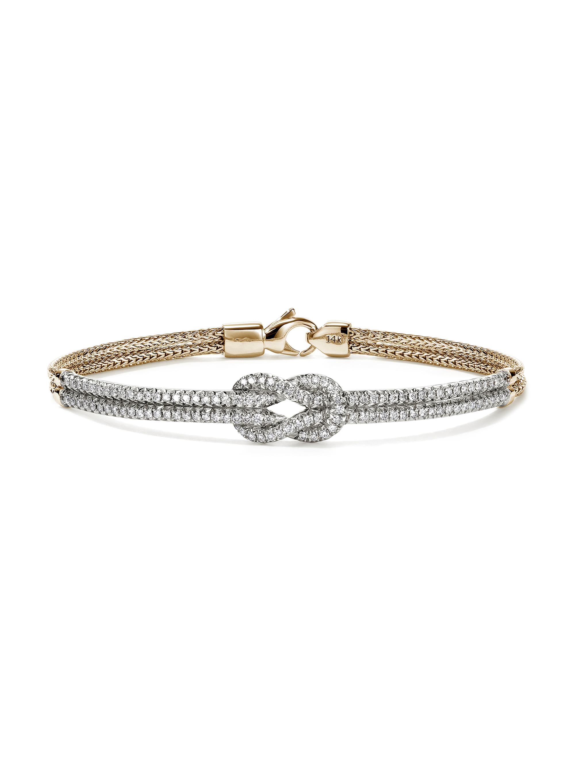 John Hardy Women's Love Knot Two-Tone 14K Gold & 0.90 TCW Diamond Bracelet - Yellow Gold