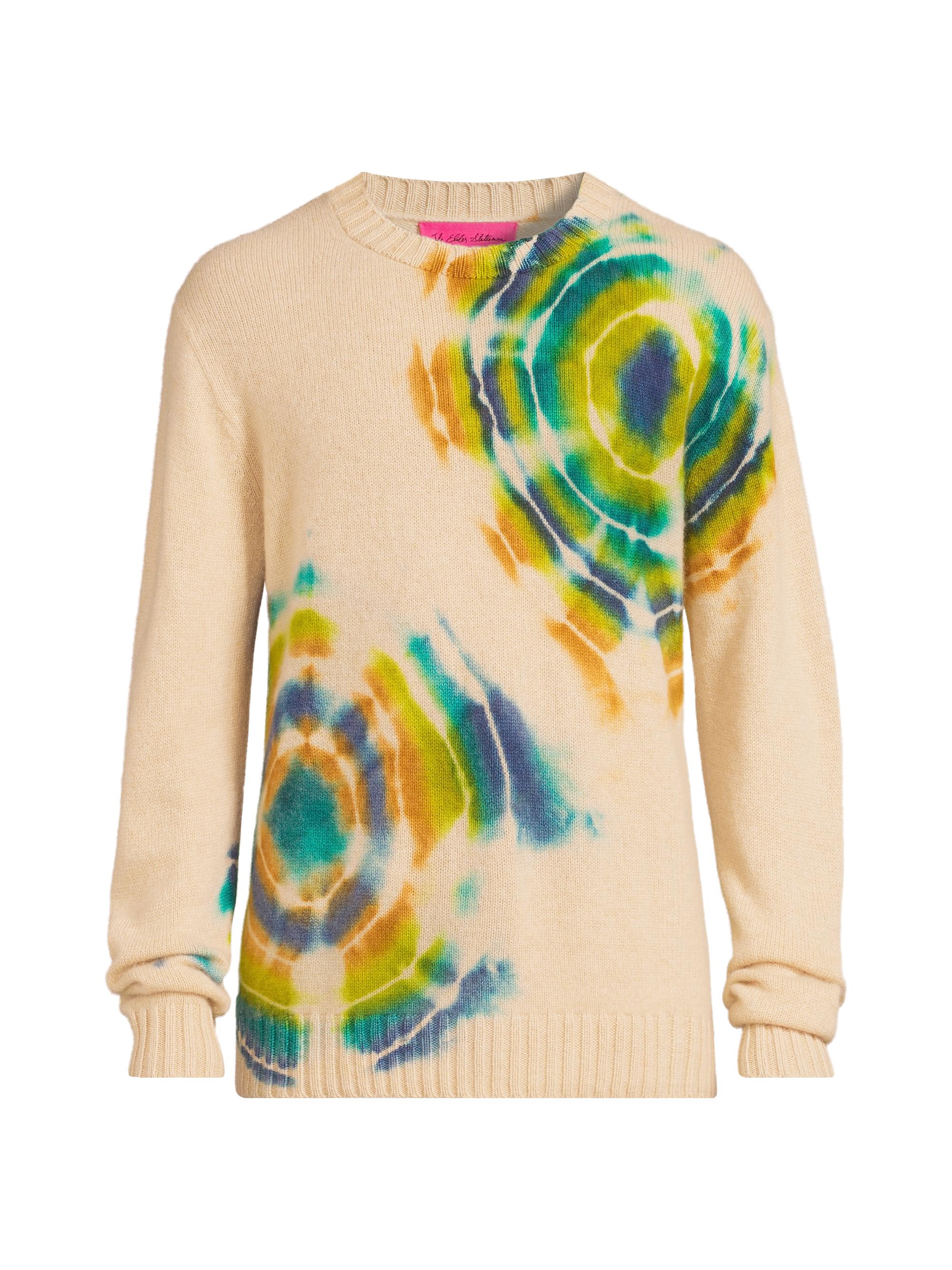 The Elder Statesman Men's Geode Racing Crewneck Sweater - Khaki Green Geode