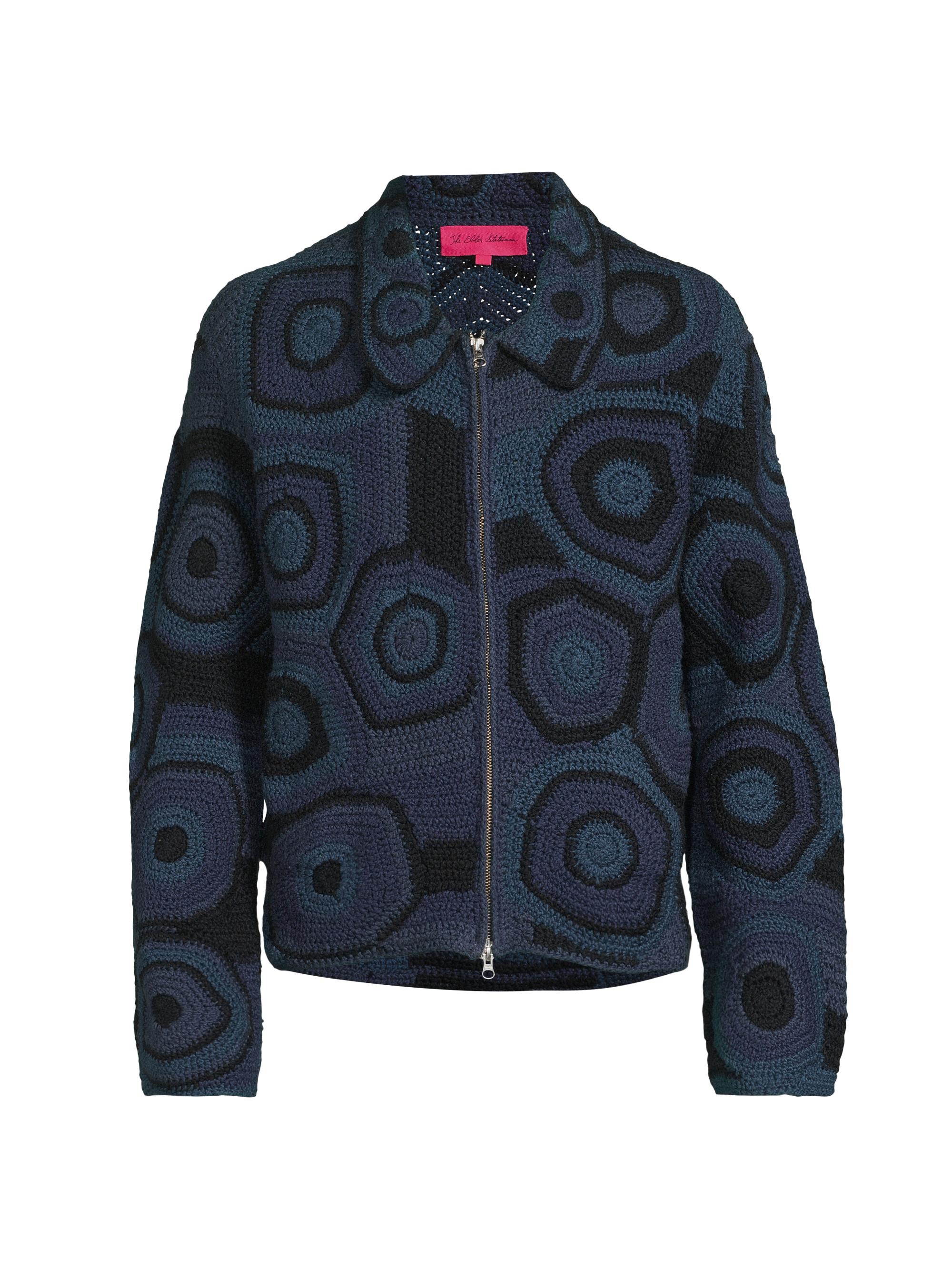 The Elder Statesman Men's Strata Crochet Jacket - Blue Multi