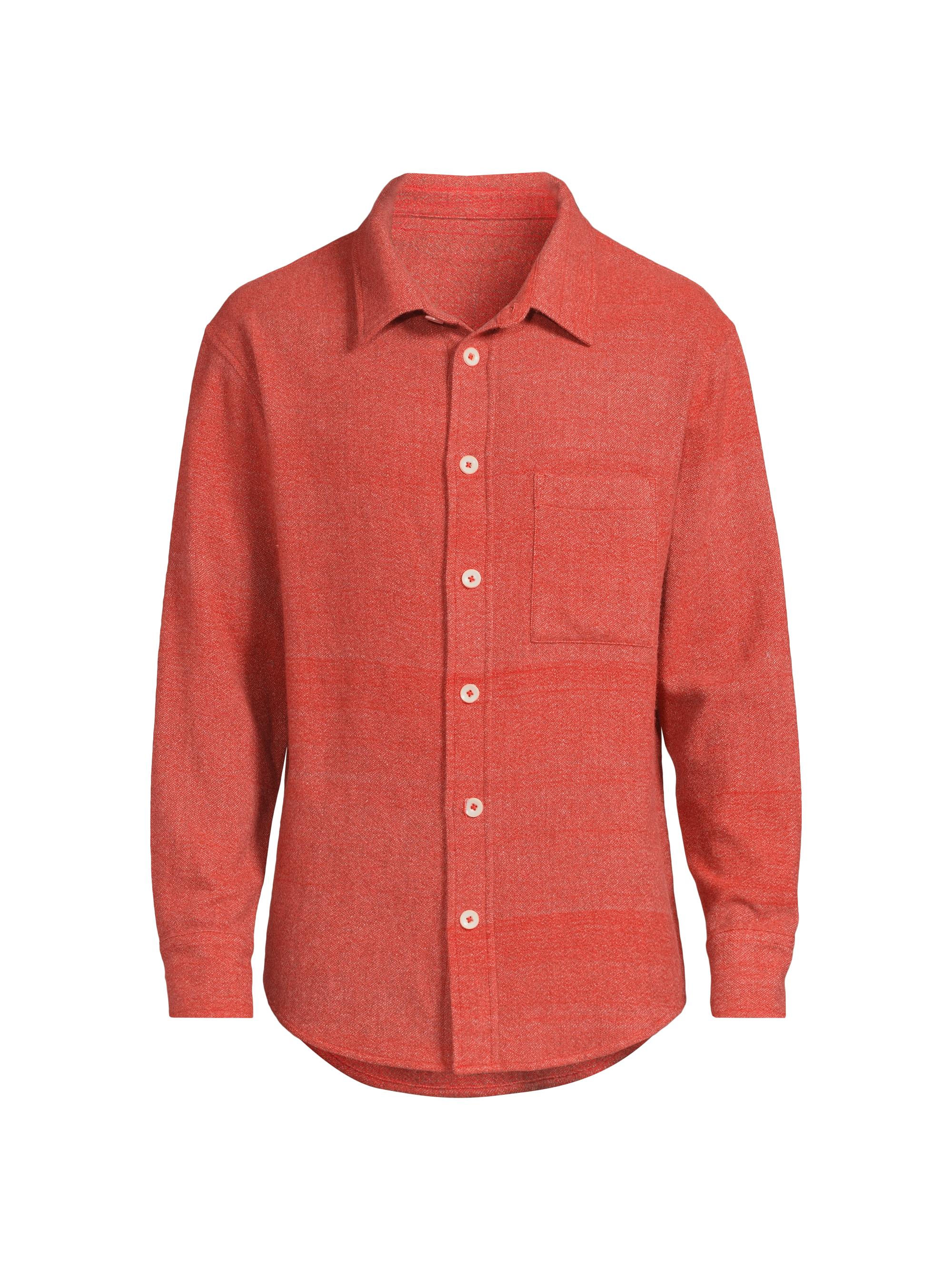 The Elder Statesman Men's Blanket Stripe Cashmere Overshirt - Persimmon Light Grey Multi
