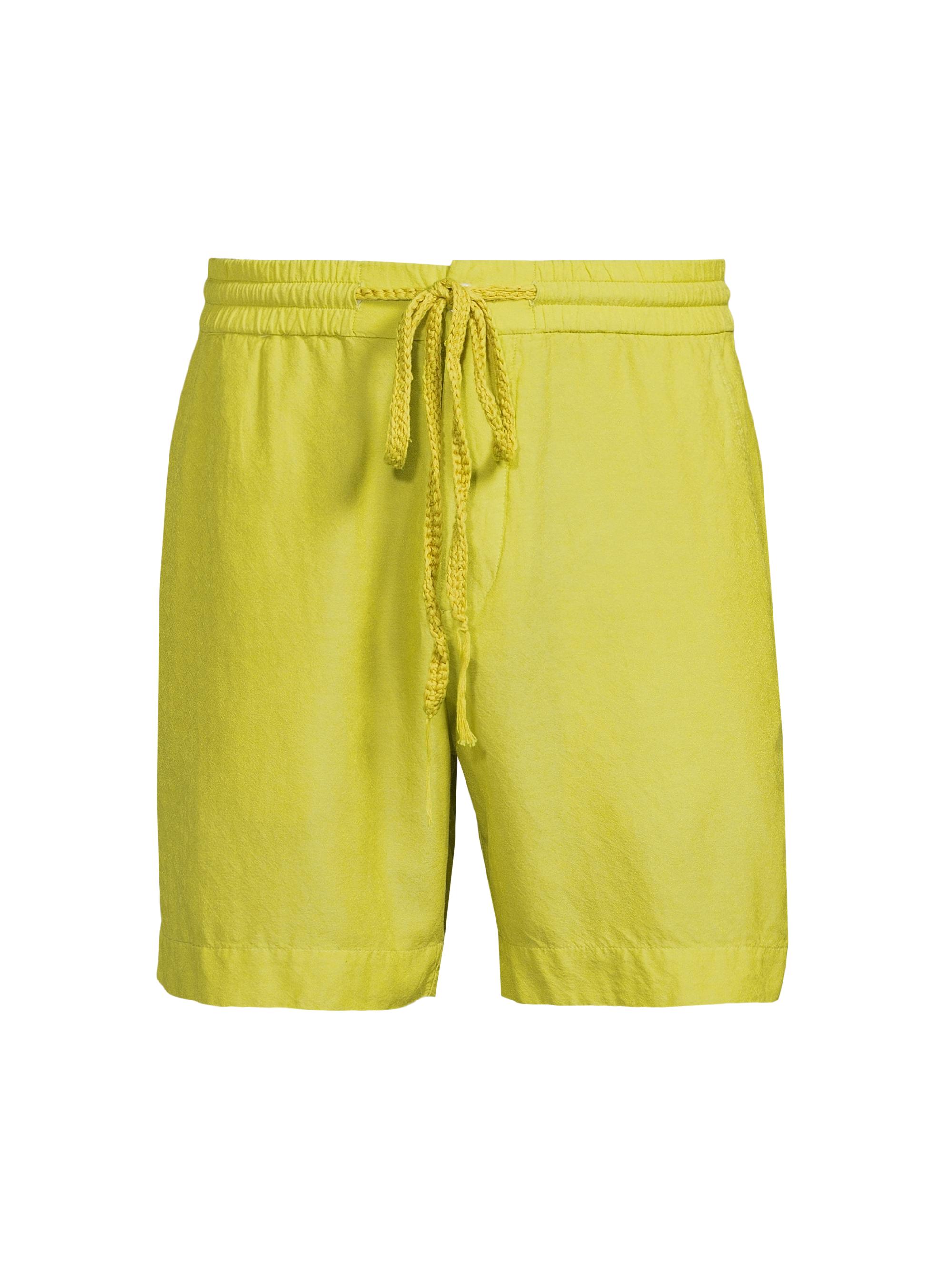 The Elder Statesman Men's Jaquard Silk Drawstring Shorts - Chartreuse
