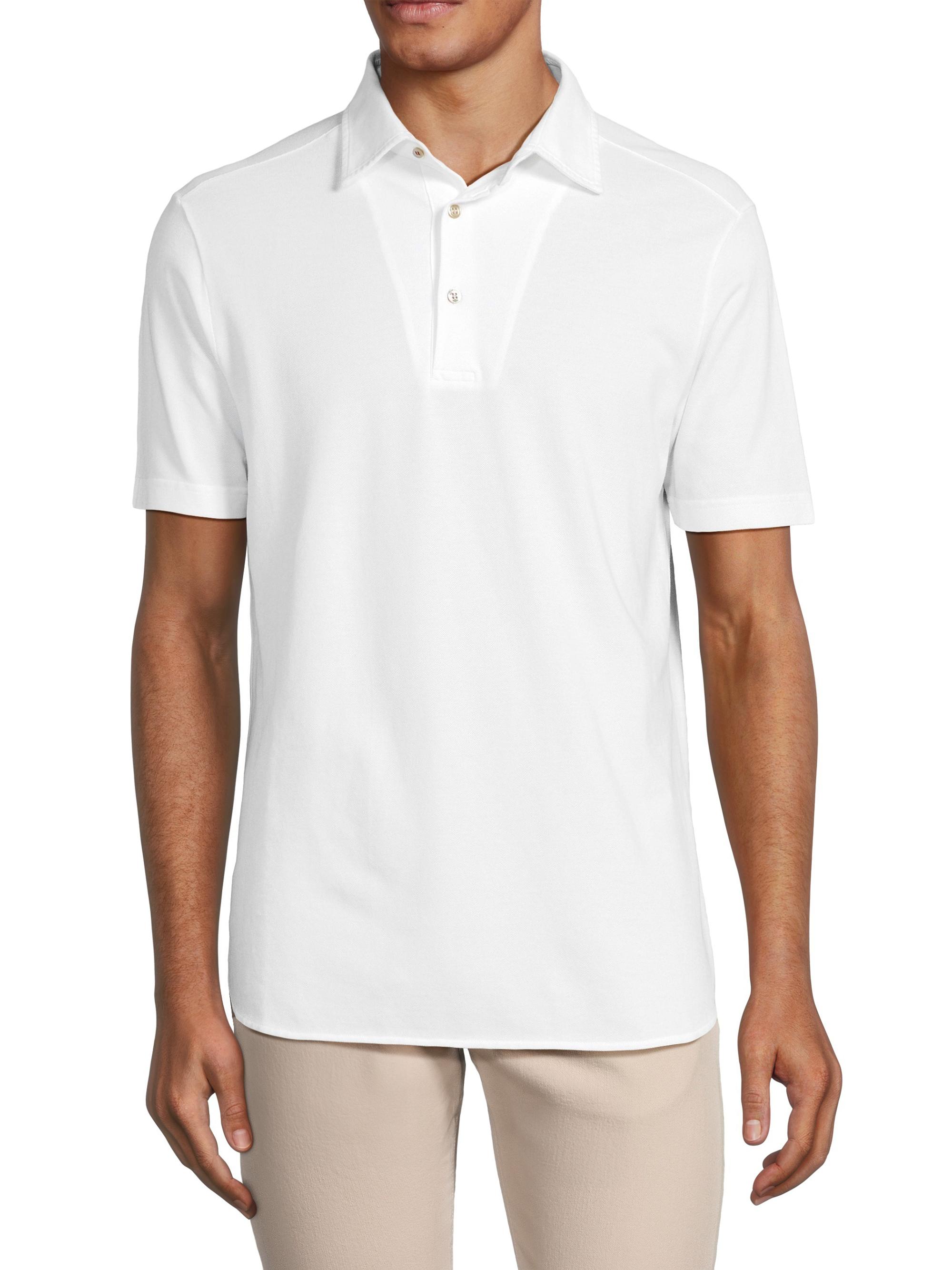 Loro Piana Men's Piqué Cotton Polo Shirt - Optical White | Thumbnail 3
