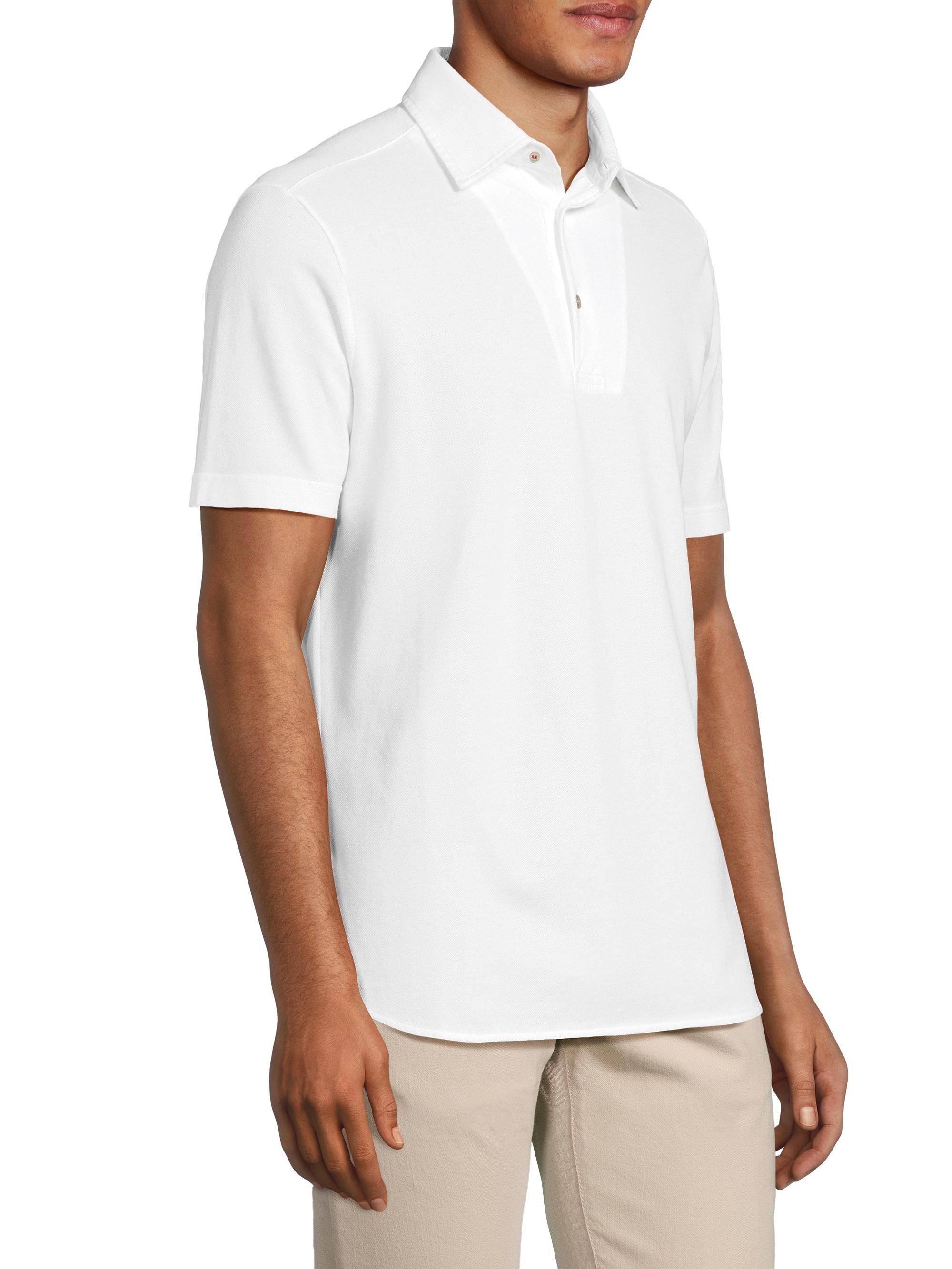 Loro Piana Men's Piqué Cotton Polo Shirt - Optical White | Thumbnail 4