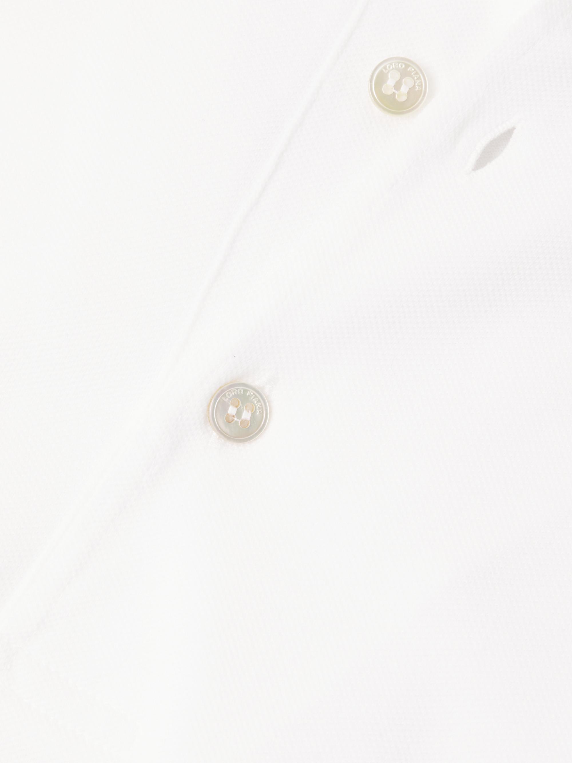 Loro Piana Men's Piqué Cotton Polo Shirt - Optical White | Thumbnail 6