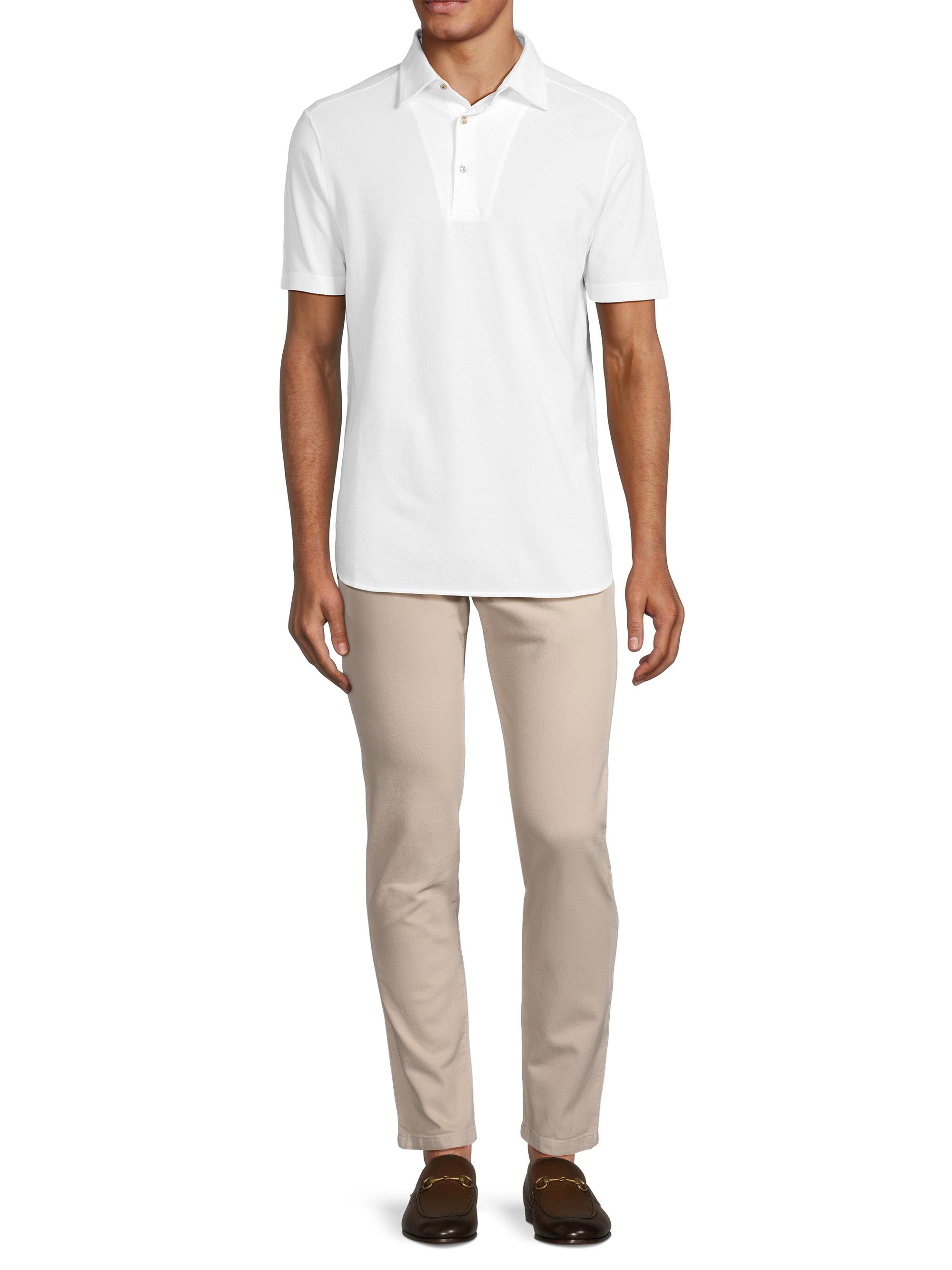 Loro Piana Men's Piqué Cotton Polo Shirt - Optical White | Thumbnail 2